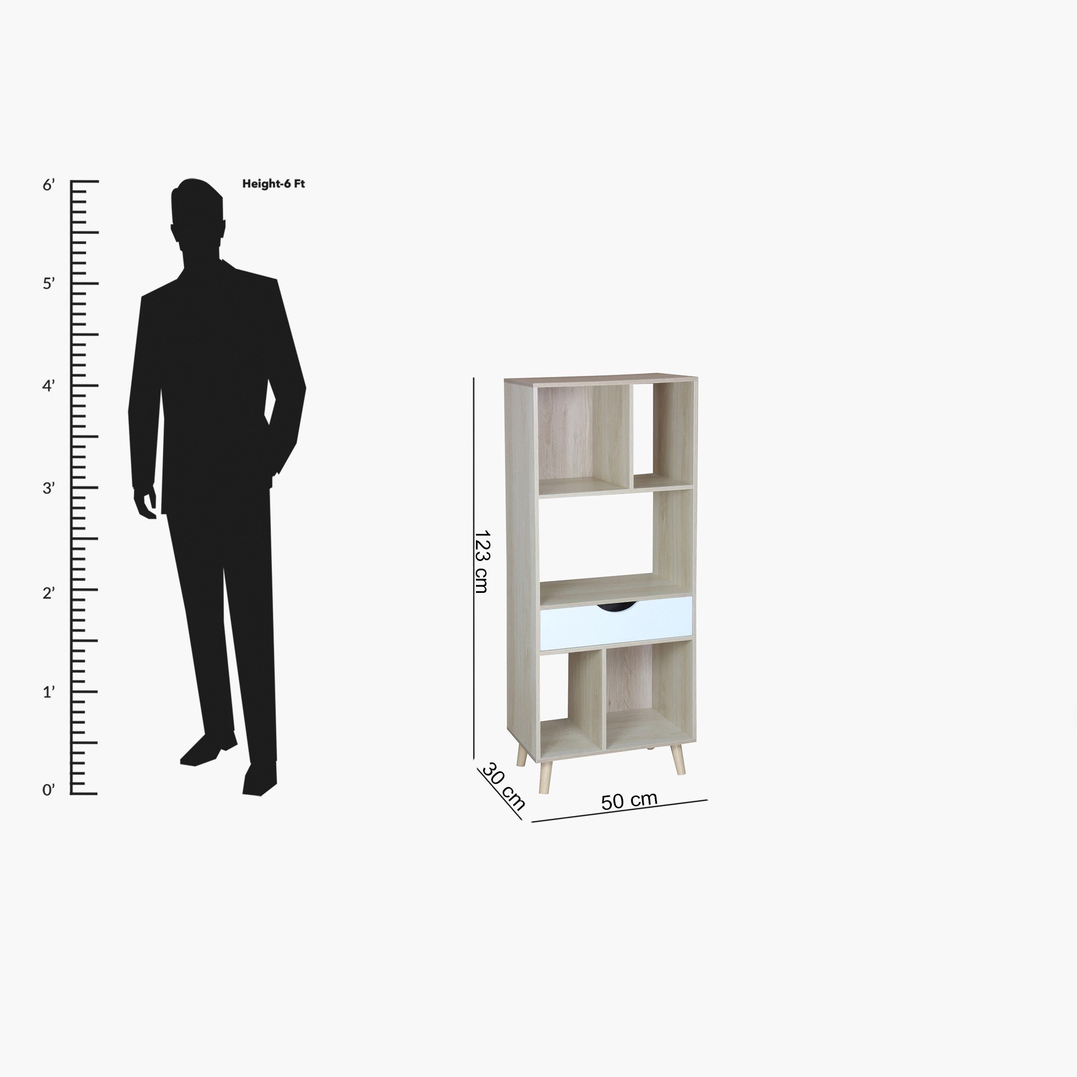 خزانة كتب كبيرة بدرج واحد و 5 أرفف من لين-hbxfurniture-office-bookcases-image-6
