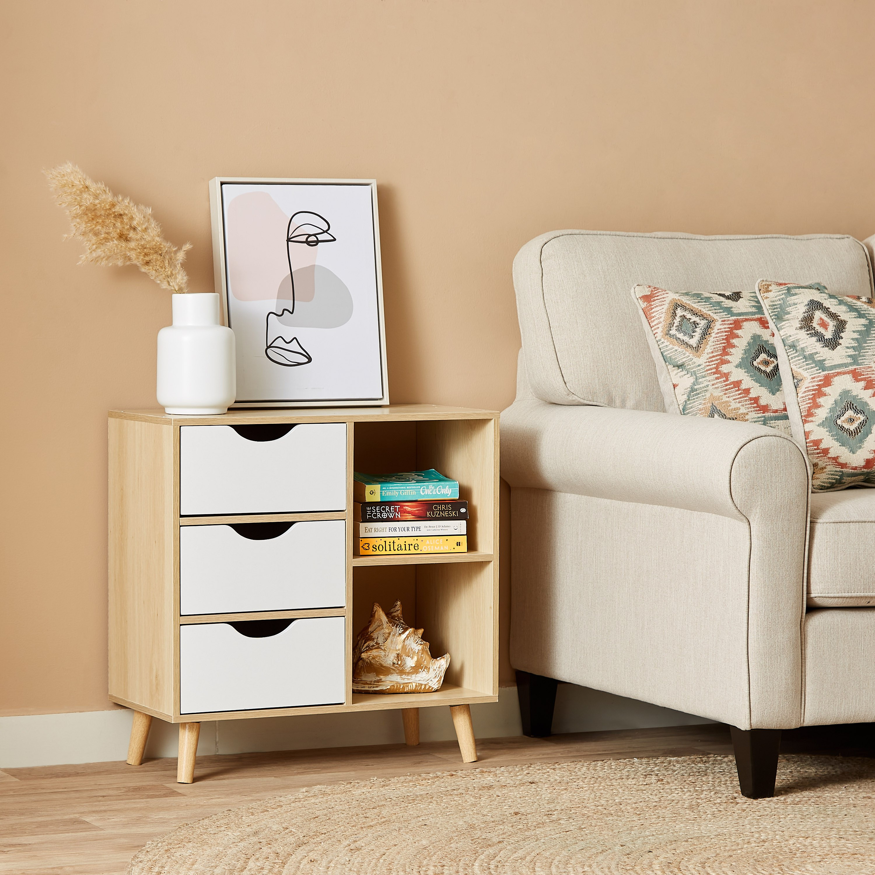 وحدة تخزين بـ3 أدراج ورفّين من لين-hbxfurniture-diningroom-buffetsandsideboards-image-8