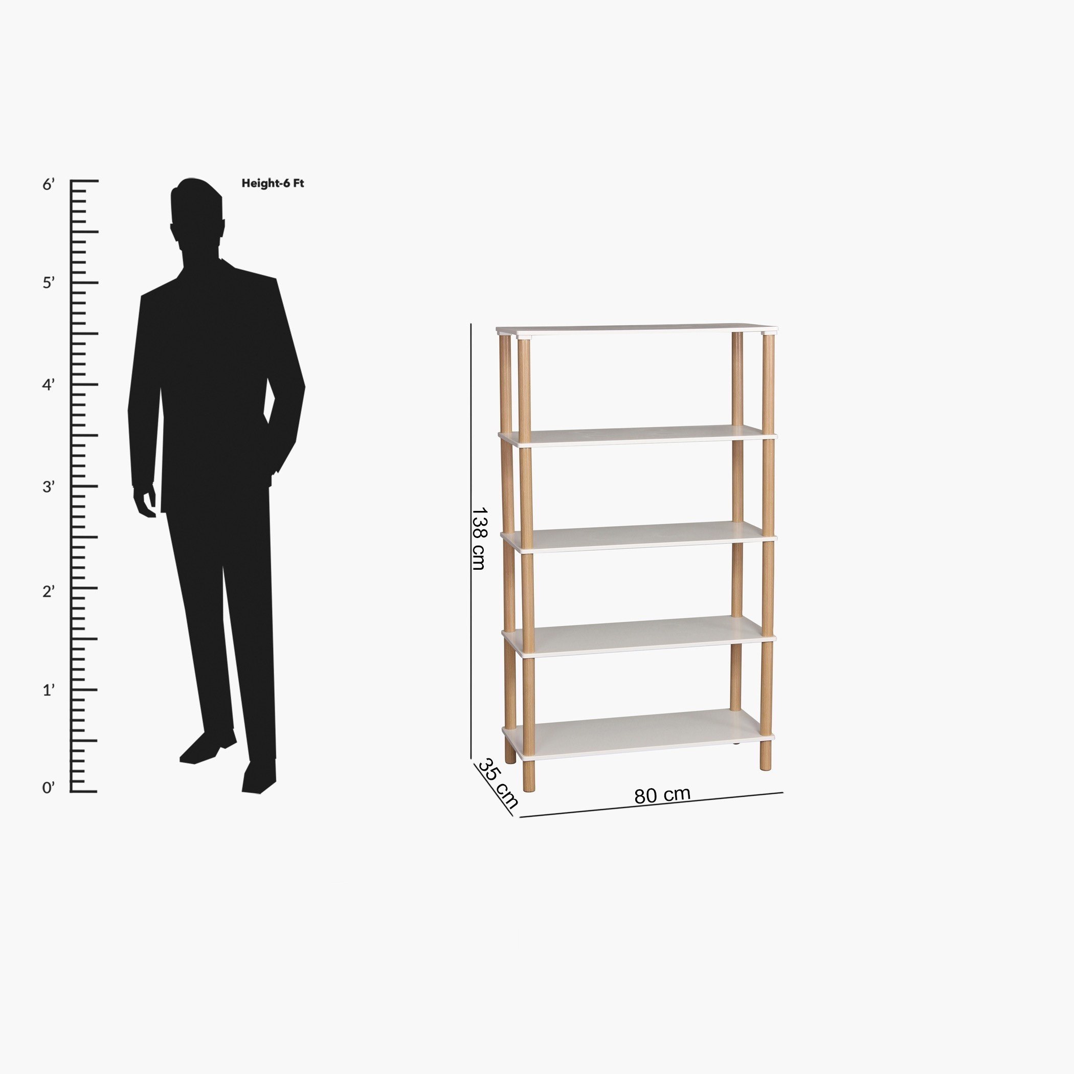 خزانة كتب كبيرة بـ5 أرفف من لين-hbxfurniture-office-bookcases-image-3