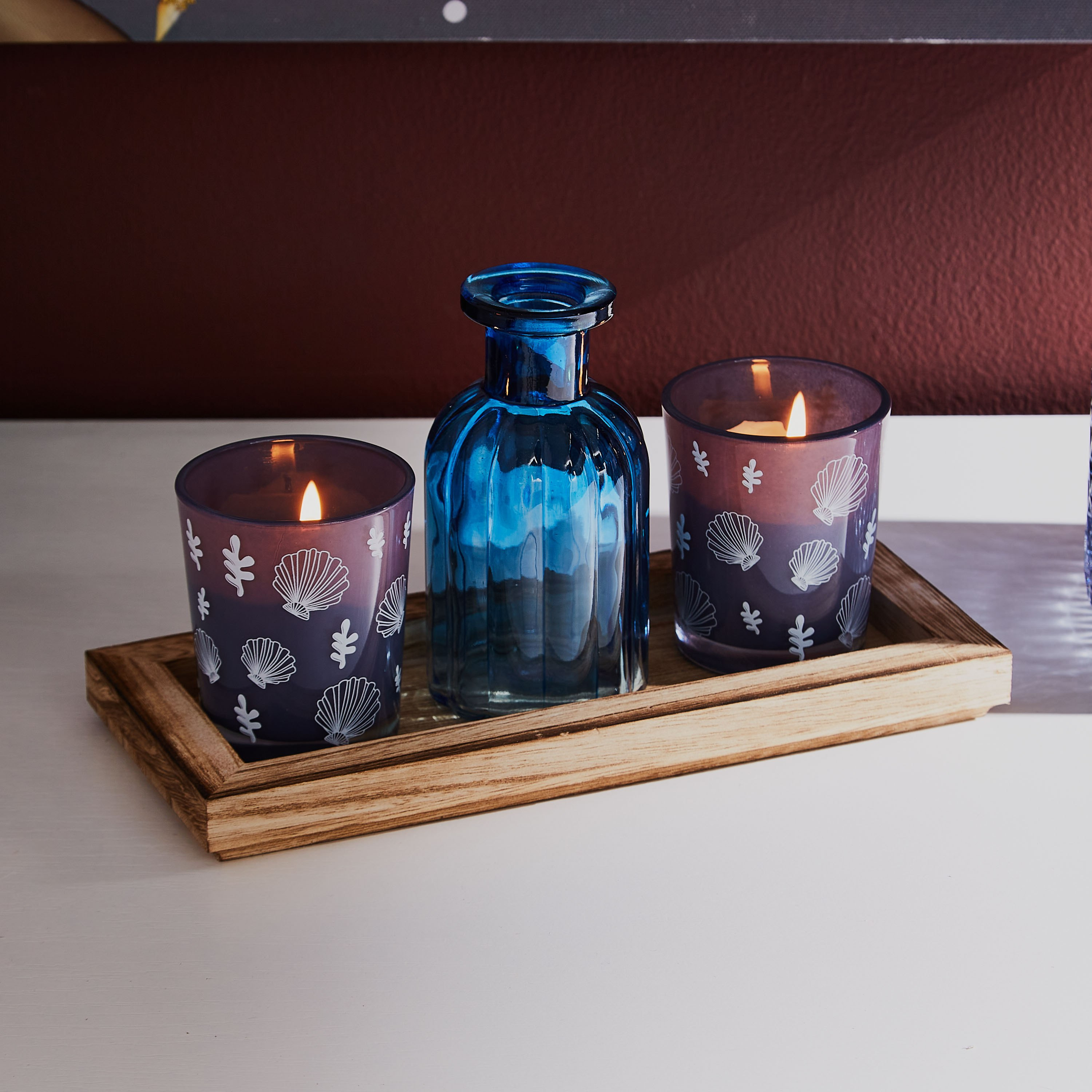 طقم مزهرية زجاجية وحامل شموع 4 قطع من كلايد- 21x9x11 سم-hbxbedroom-homefragrance-candleholders-image-1