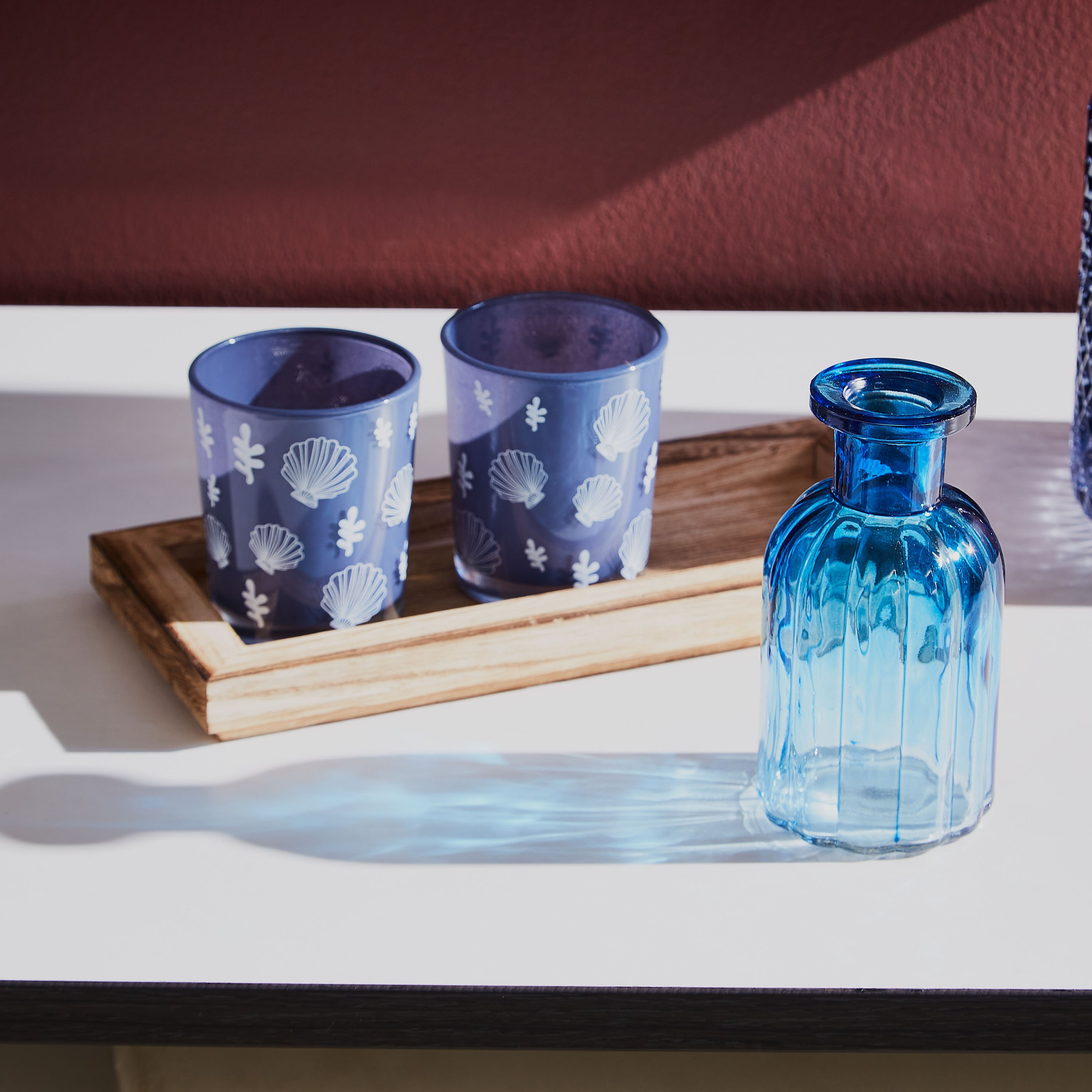 طقم مزهرية زجاجية وحامل شموع 4 قطع من كلايد- 21x9x11 سم-hbxbedroom-homefragrance-candleholders-image-2