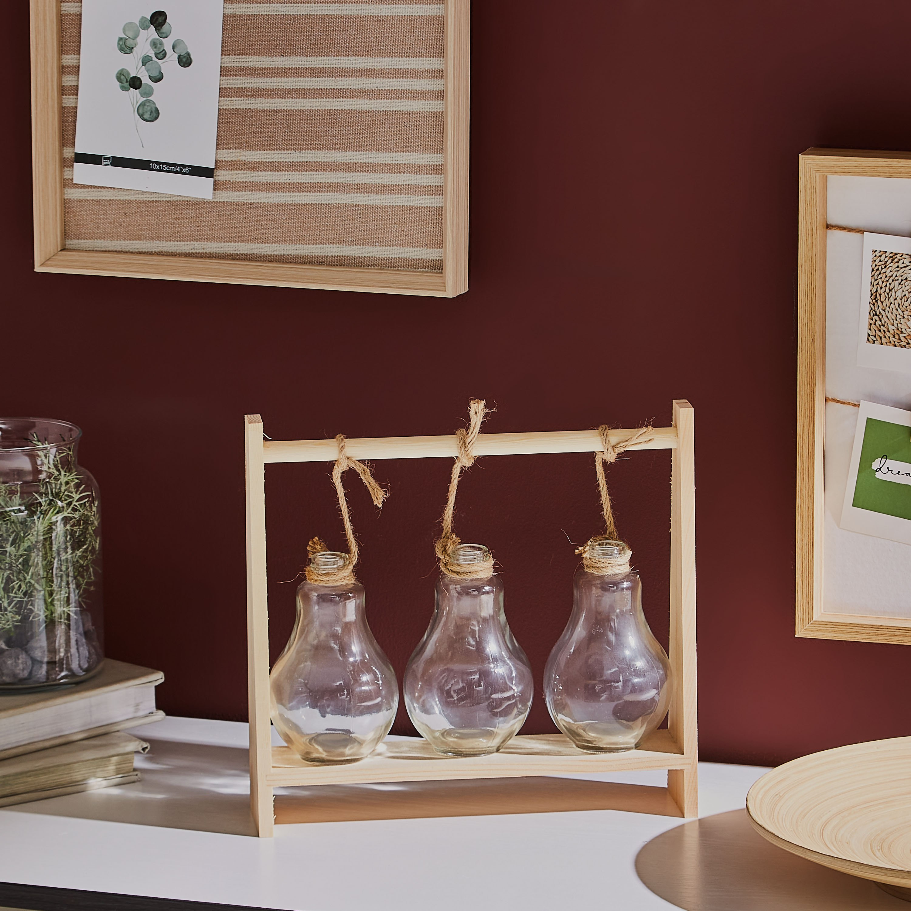 مزهريّات زجاج شفافة في إطار خشبي من هارولد - 28x7x26.1 سم-hbxbedroom-decorandaccessories-vases-image-5