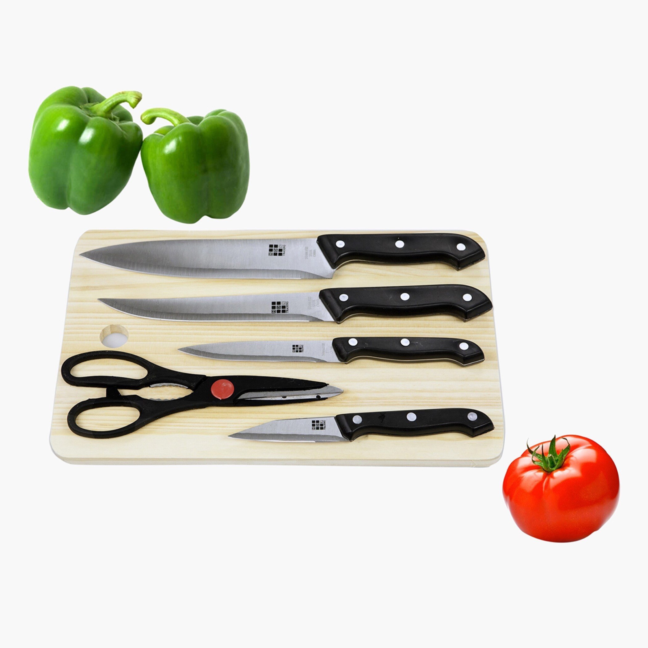 طقم سكاكين مع لوح تقطيع من أكورد - 6 قطع-hbxkitchen-kitchenware-choppingboards-image-2