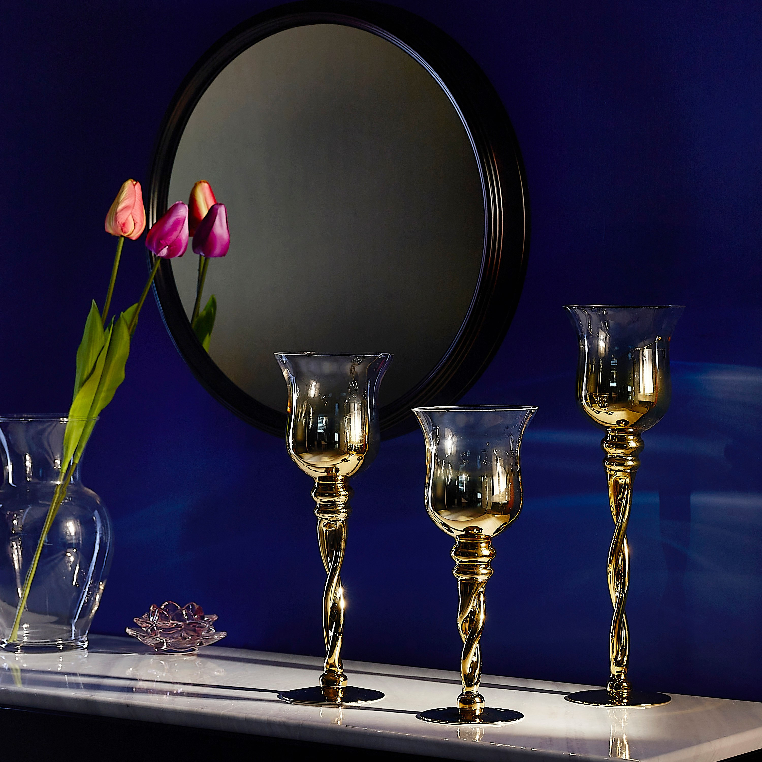 حامل شموع زجاجي أحادي اللون من أتلانتا - 3 قطع-hbxlivingroom-decorandaccessories-candleholders-image-4