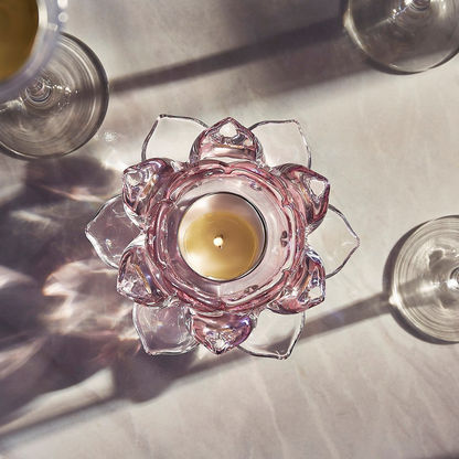 Lotus Glass Tealight Holder - 11x10 cms