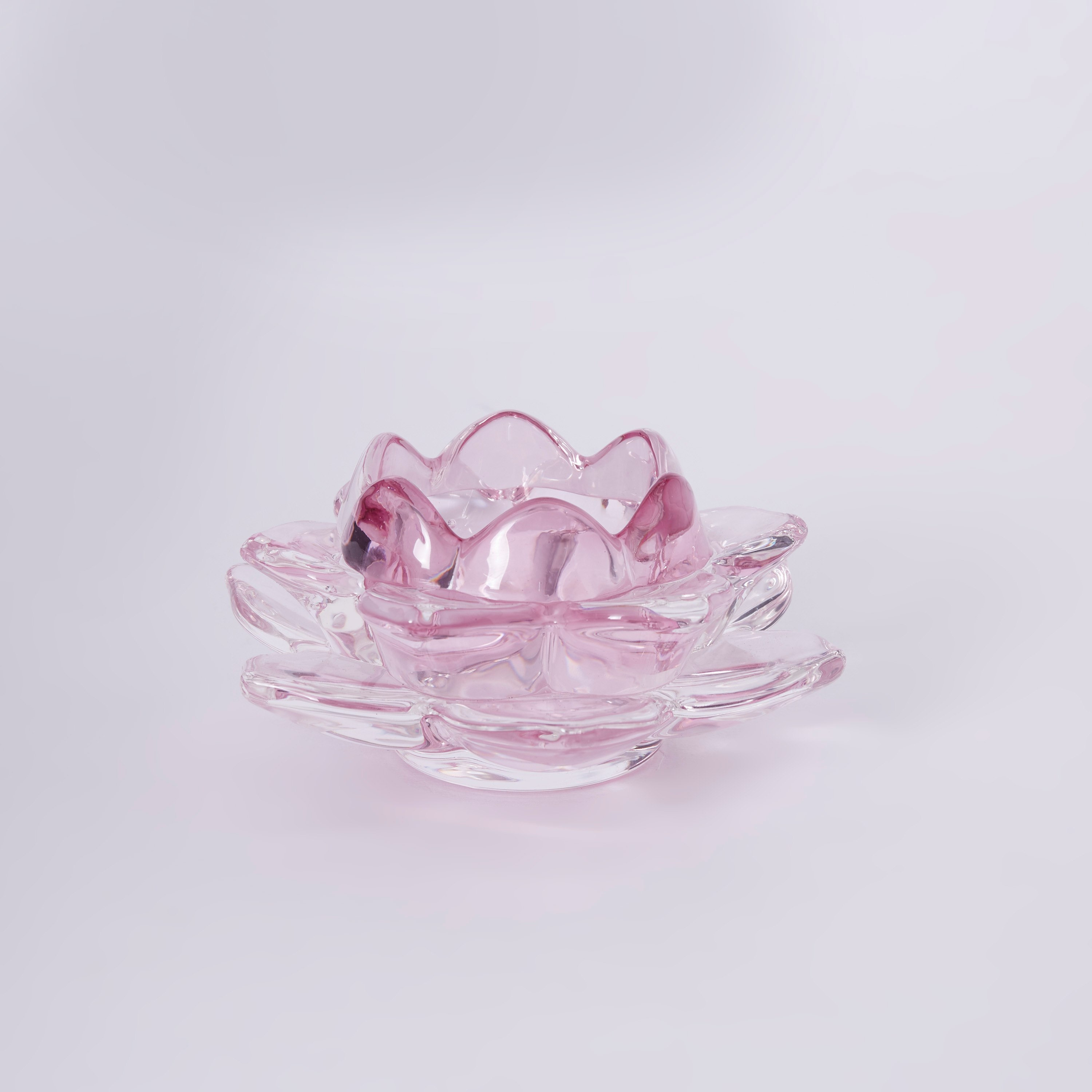 حامل شموع صغيرة زجاج من لوتس - 11x10 سم-hbxlivingroom-decorandaccessories-candleholders-image-4