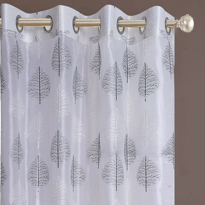 Fern Embroided 2-Piece Sheer Curtain Set - 130x240 cms