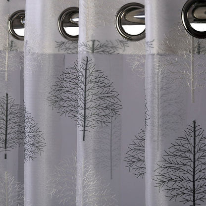 Fern Embroided 2-Piece Sheer Curtain Set - 130x240 cms