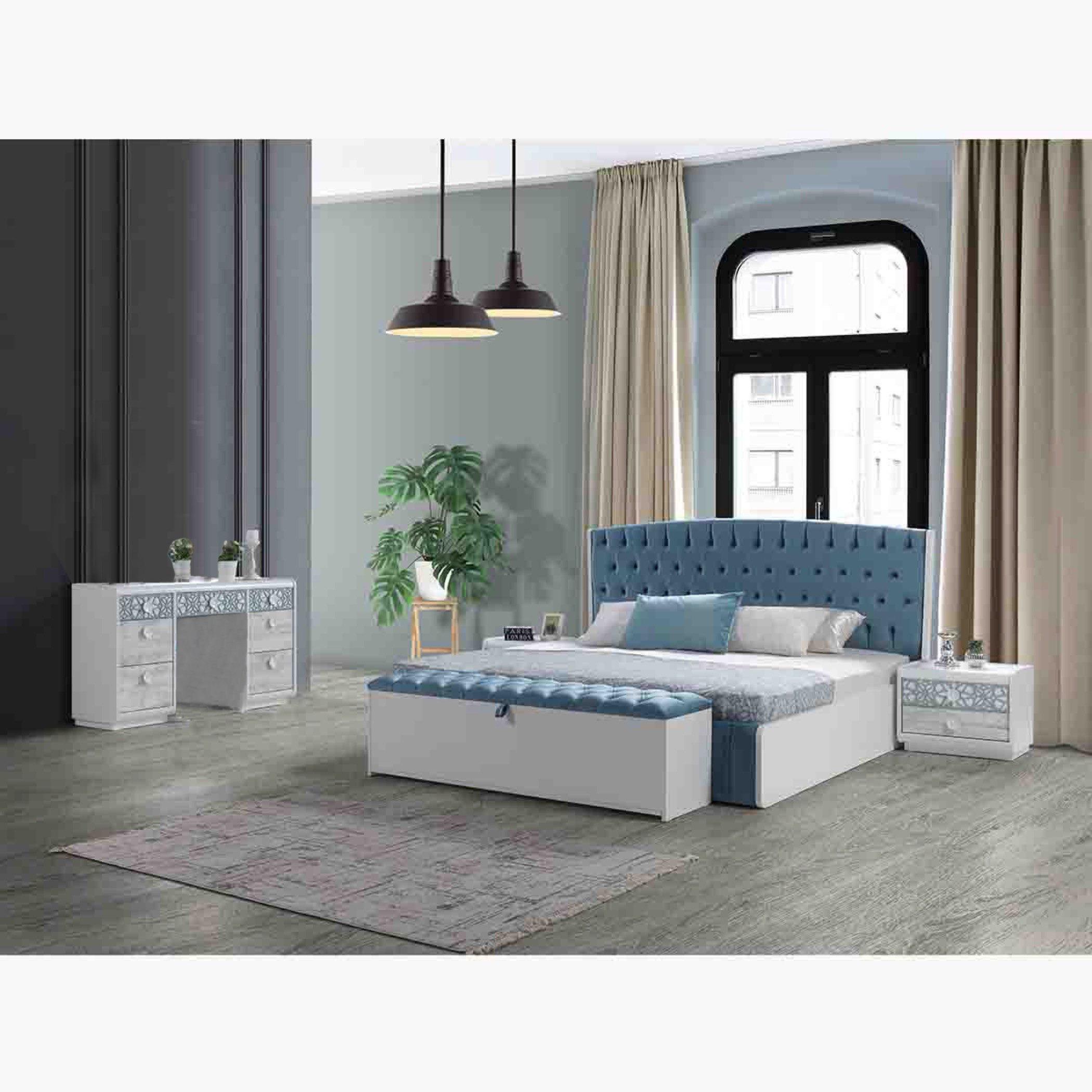 طقم غرفة نوم سوبر كينج 4 قطع دون مرآة من كازابلانكا - 200x200 سم-hbxbedroom-bedsandbedsets-bedroomsets-superking-image-1