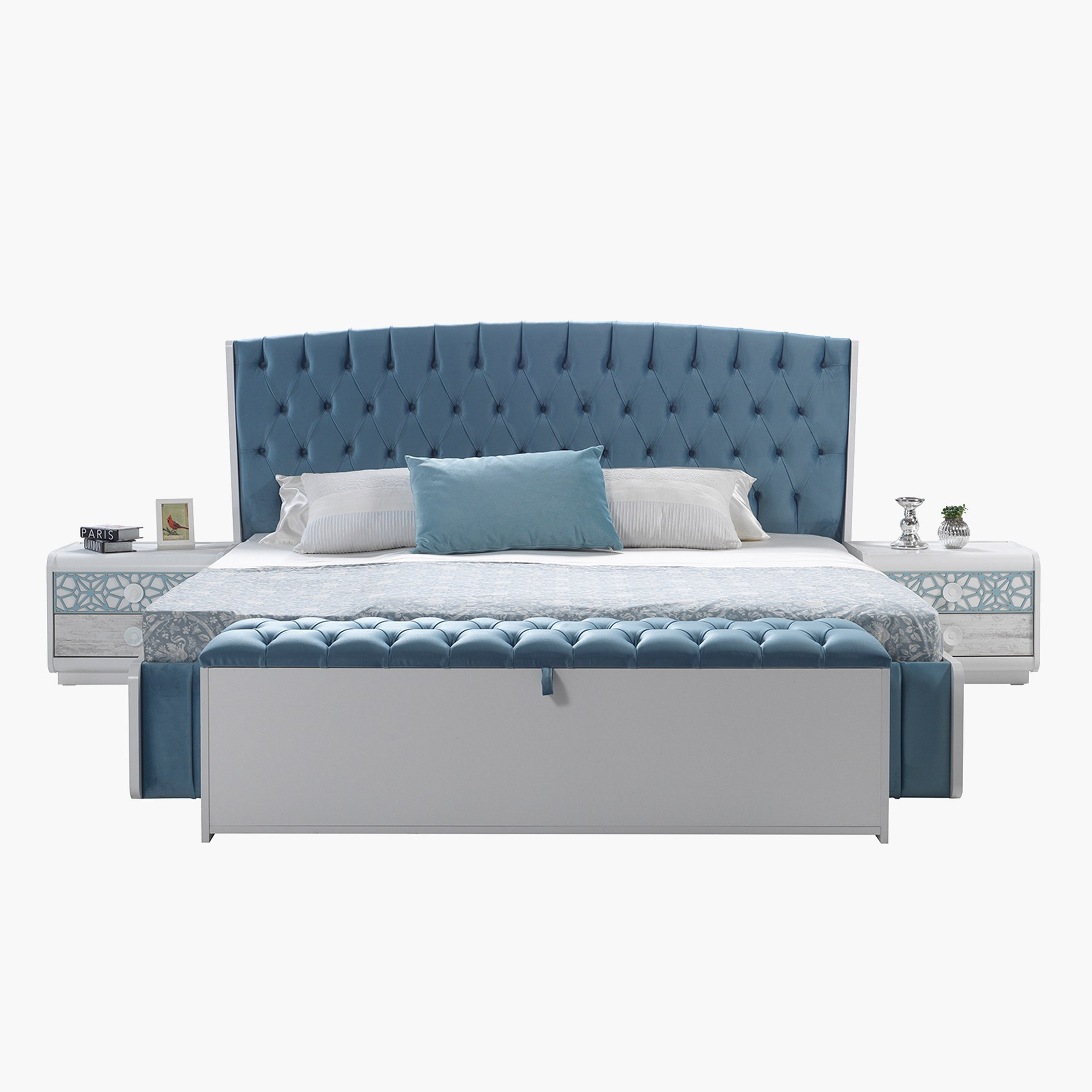 طقم غرفة نوم سوبر كينج 4 قطع دون مرآة من كازابلانكا - 200x200 سم-hbxbedroom-bedsandbedsets-bedroomsets-superking-image-2