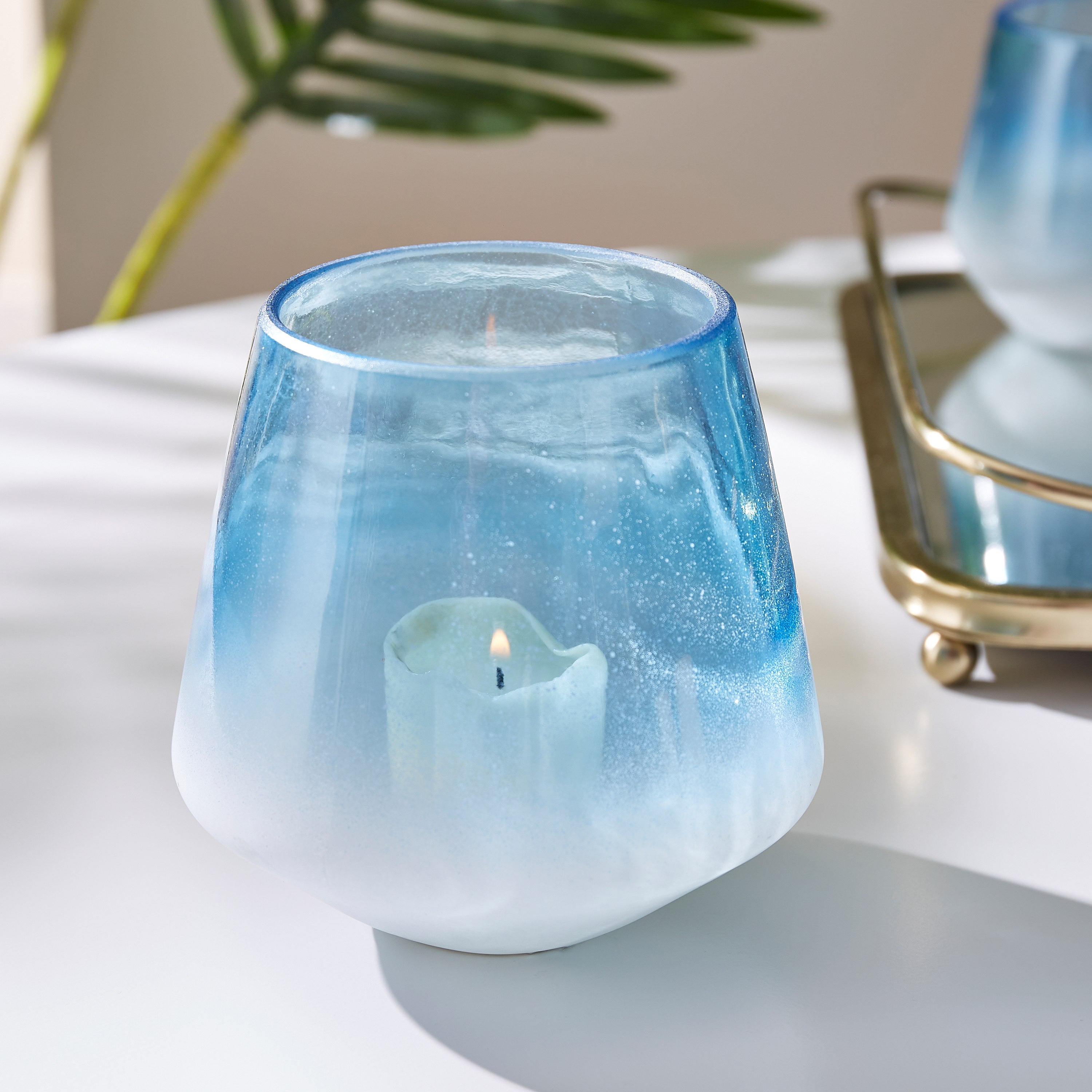 حامل شموع زجاجي أمبر من سكيري - 11 سم-hbxlivingroom-decorandaccessories-candleholders-image-1