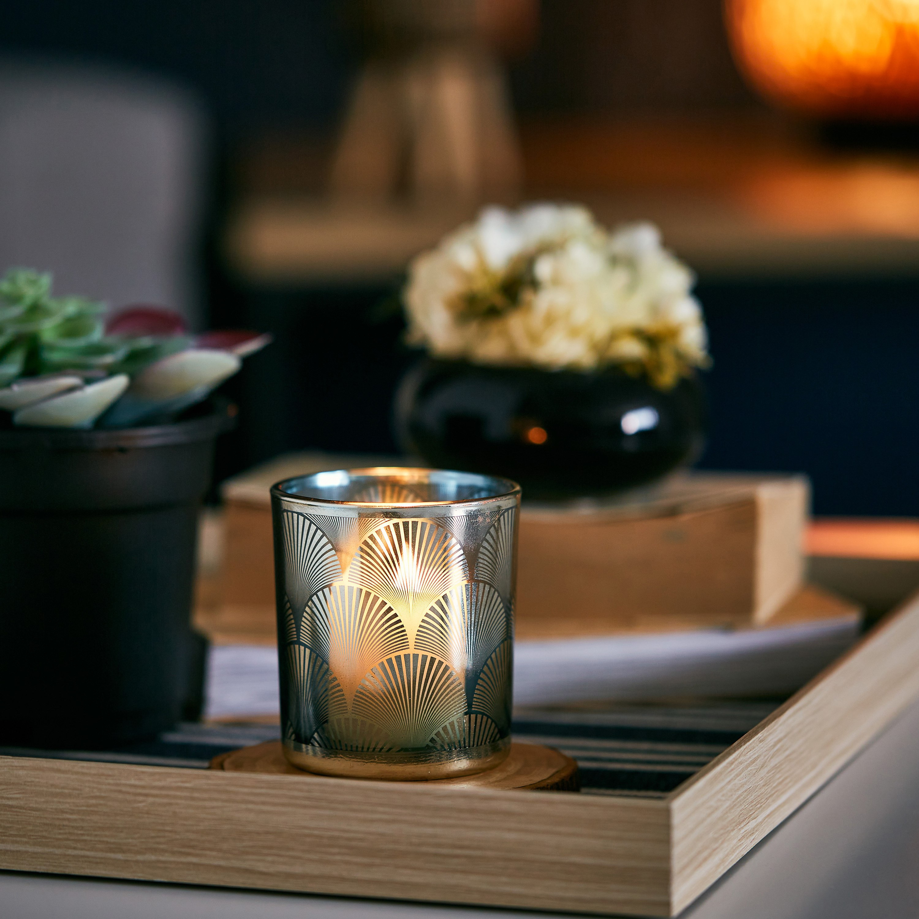 شمعة فوتيف بإطار زجاجي وطبعات ميتاليك من سكيري - 7x8 سم-hbxlivingroom-decorandaccessories-candleholders-image-4