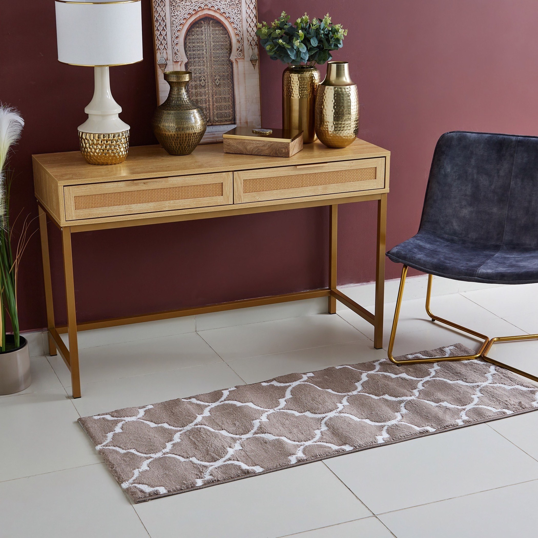 سجادة بولي بروبلين مقاومة للبقع من مشاعل تريليس -  60x150 سم-hbxdecorandfurnishings-floorcoverings-rugs-image-1