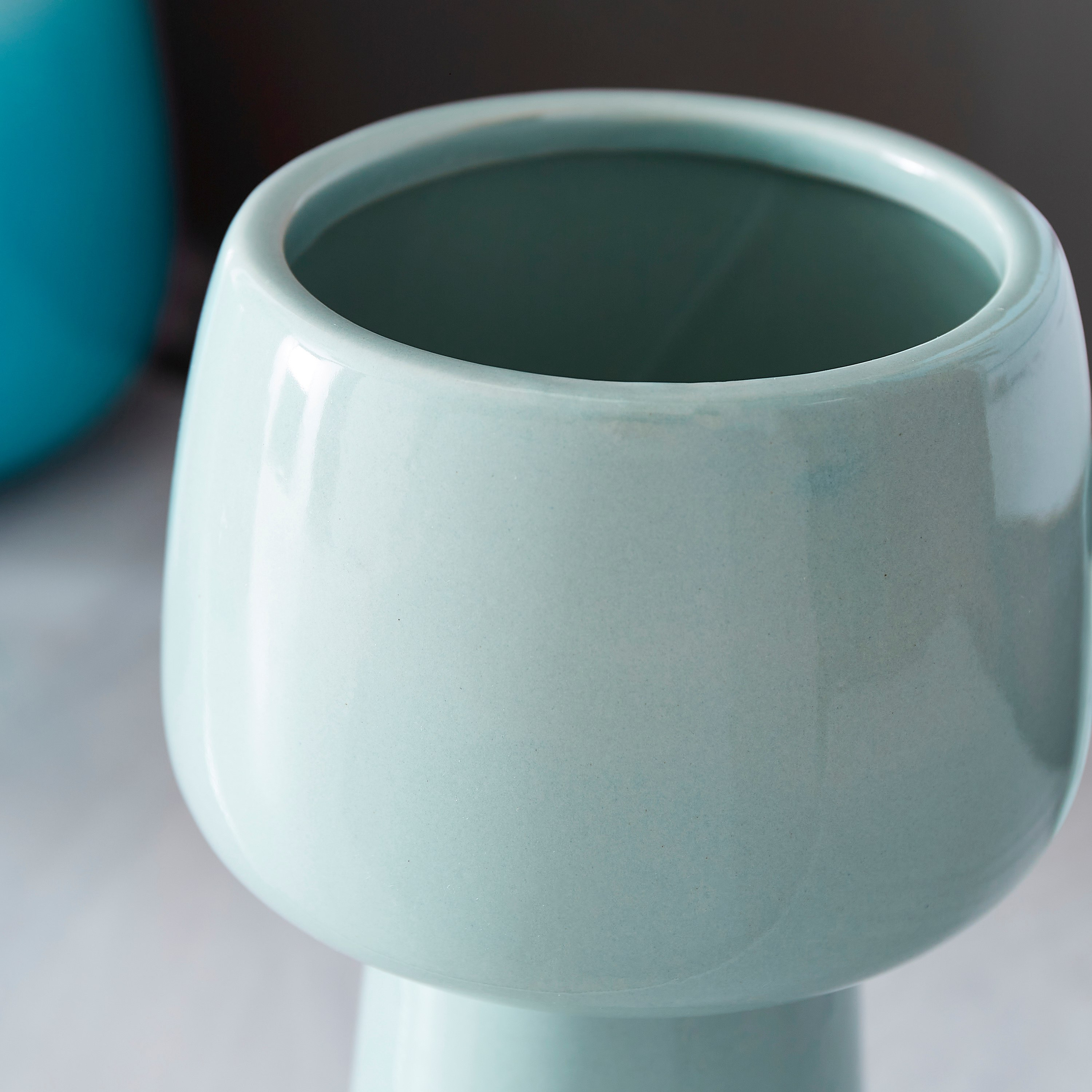 Sansa Ceramic Glass Vase with Stand - 15x15x23 cm-hbxbedroom-decorandaccessories-vases-image-3