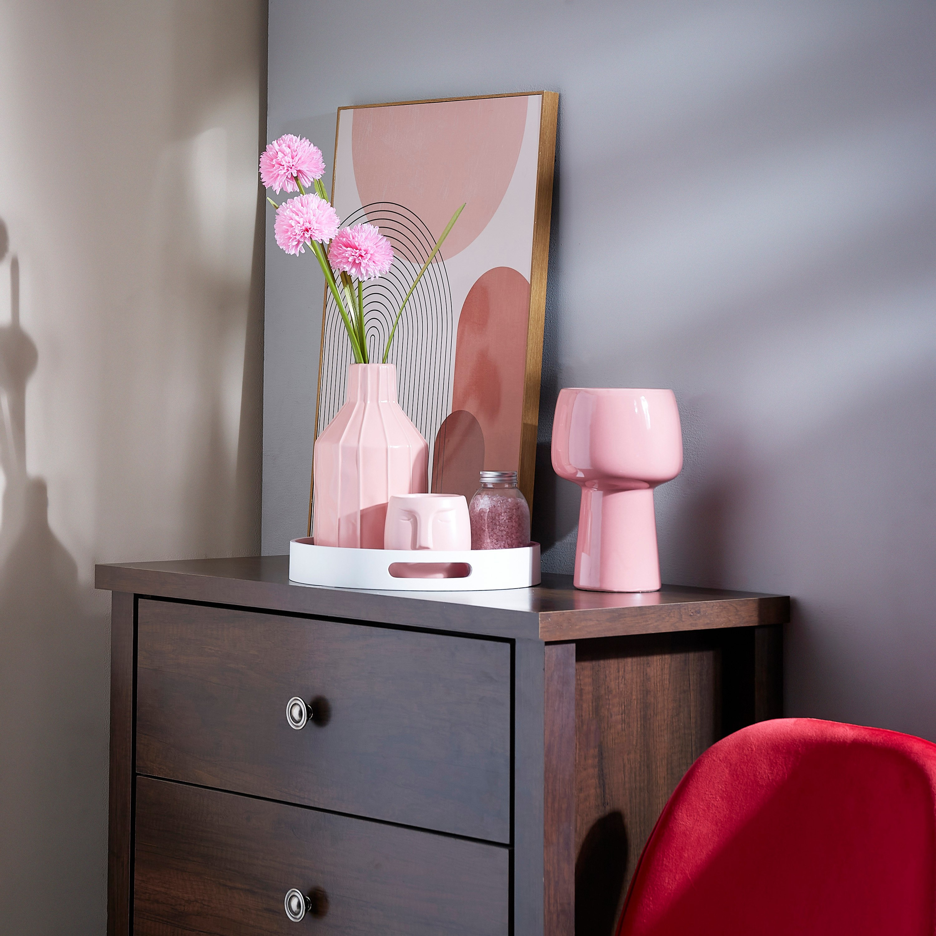 مزهرية سيراميك زجاجية مع حامل من سانسا - 15x15x23 سم-hbxbedroom-decorandaccessories-vases-image-4