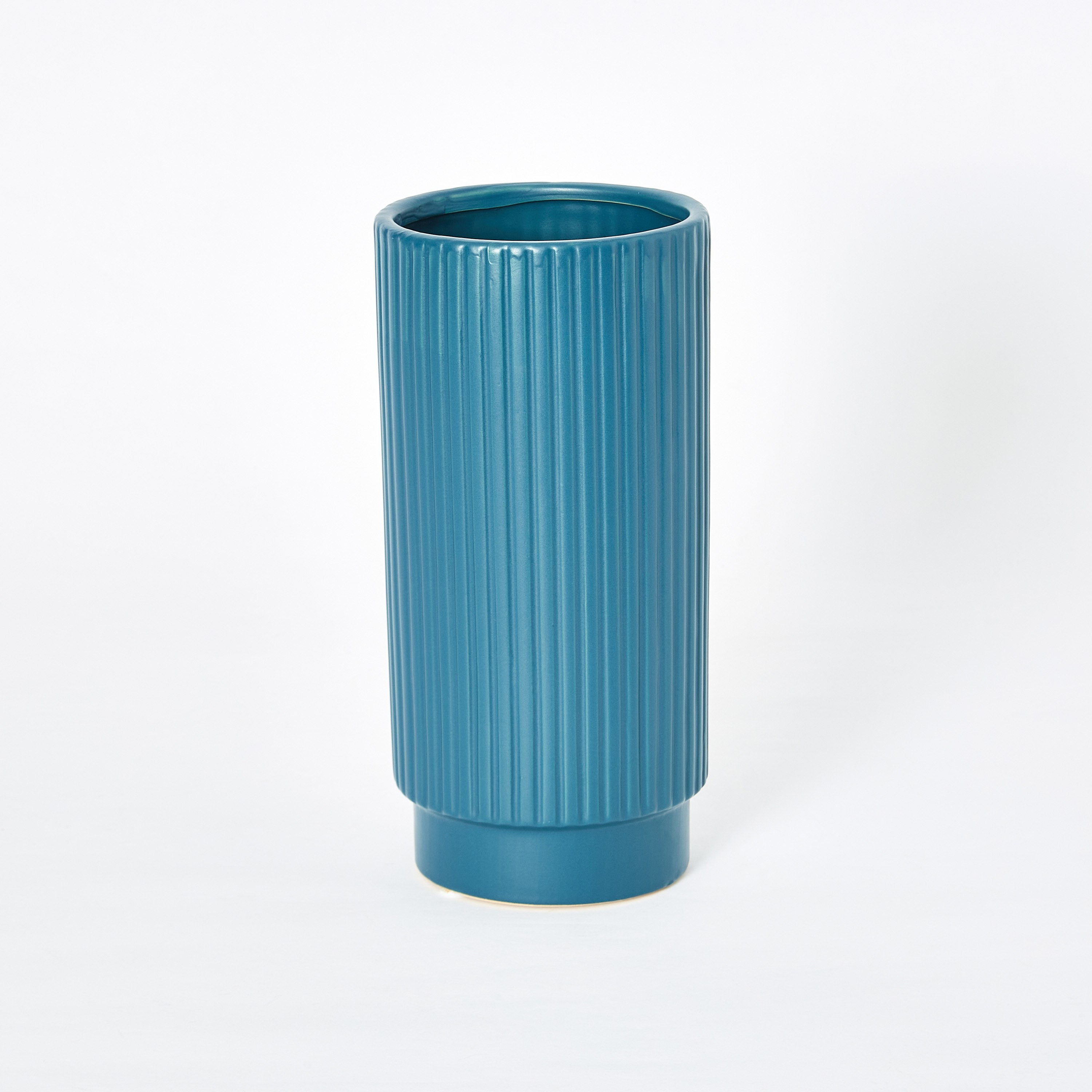 مزهرية سيراميك مضلّعة مع حامل من سانسا - 12x12x25 سم-hbxbedroom-decorandaccessories-vases-image-5
