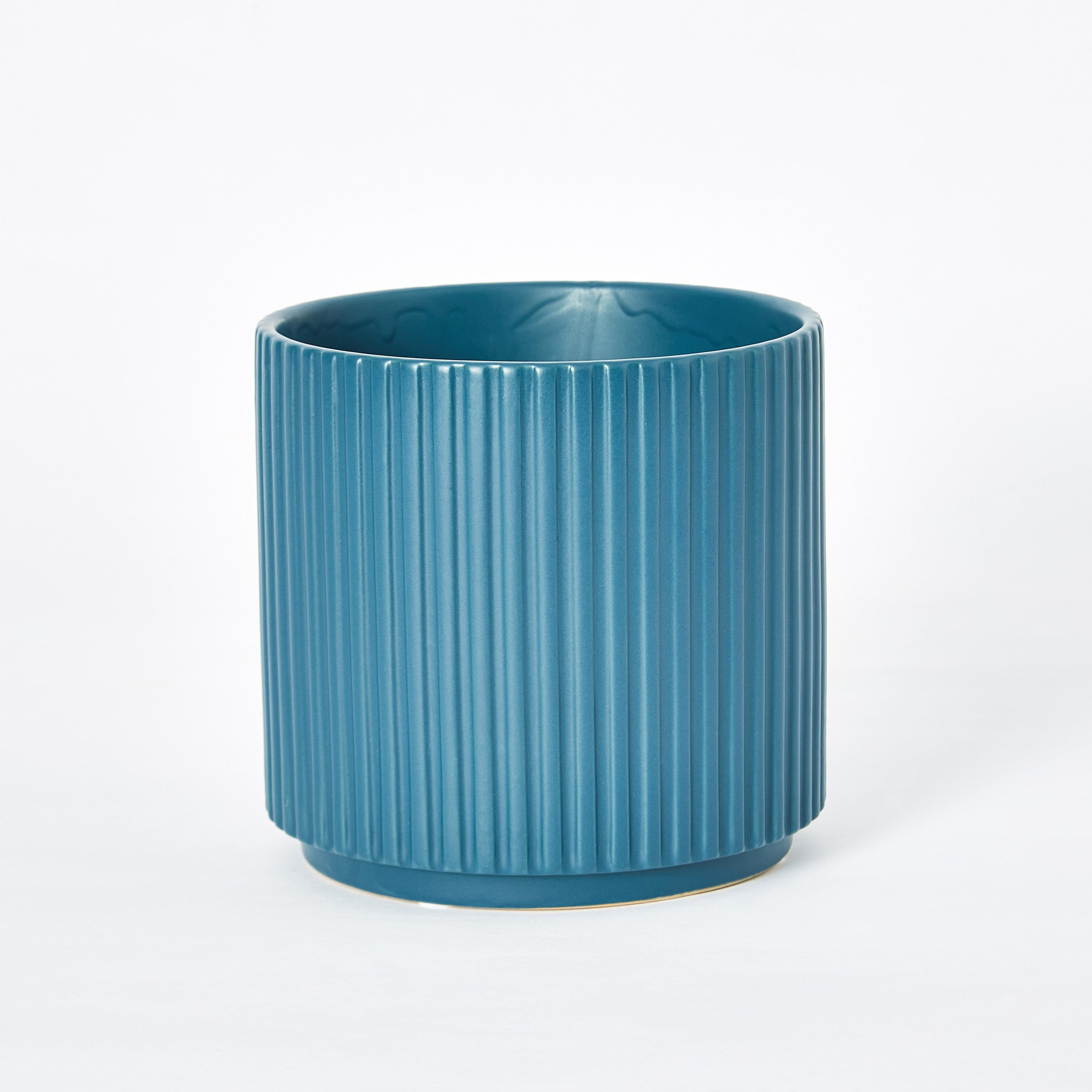 مزهرية سيراميك مضلّعة مع حامل من سانسا - 14x14x12.5 سم-hbxbedroom-decorandaccessories-vases-image-5