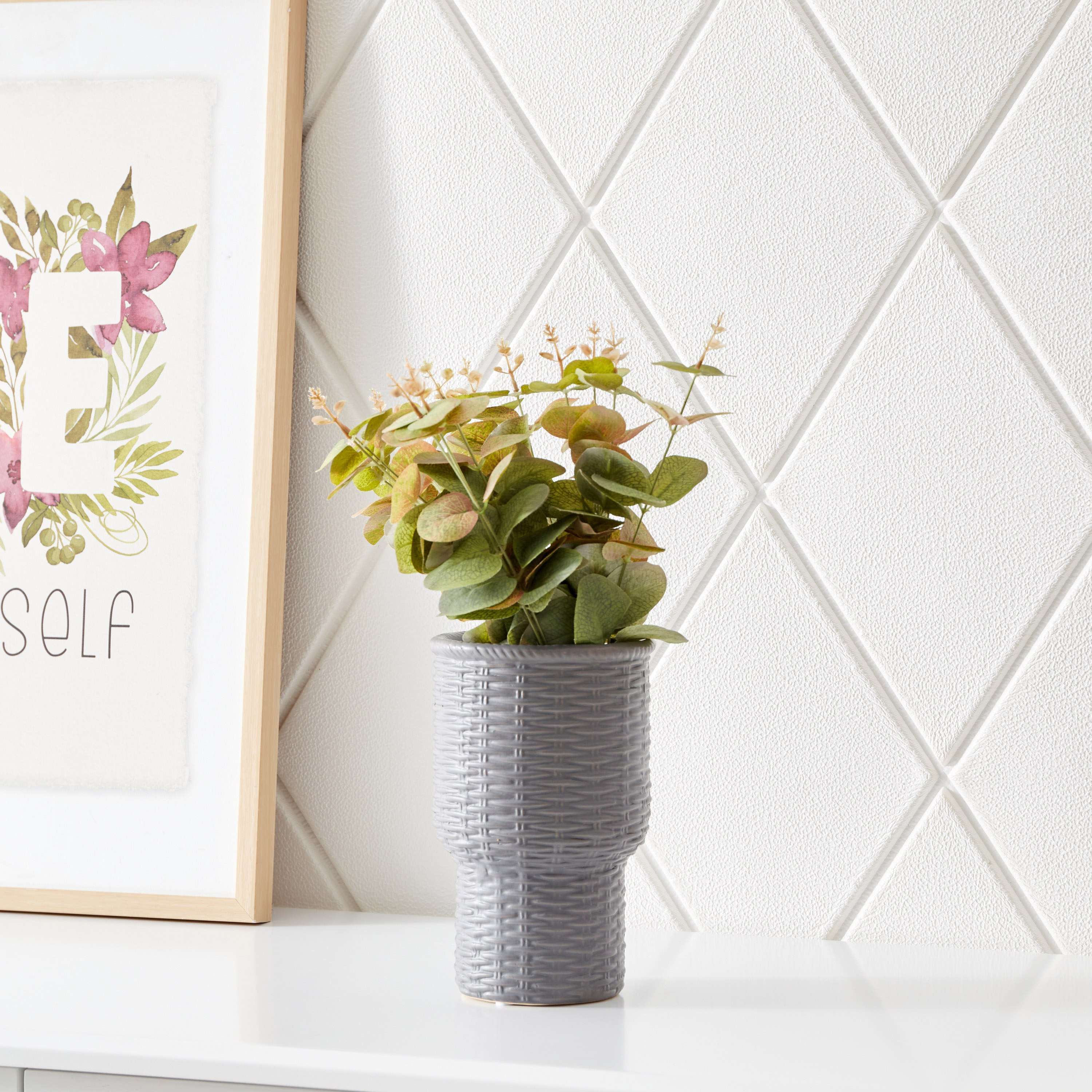 مزهرية سيراميك بملمس منسوج من سانسا - 12.5x12.5x20 سم-hbxbedroom-decorandaccessories-vases-image-1