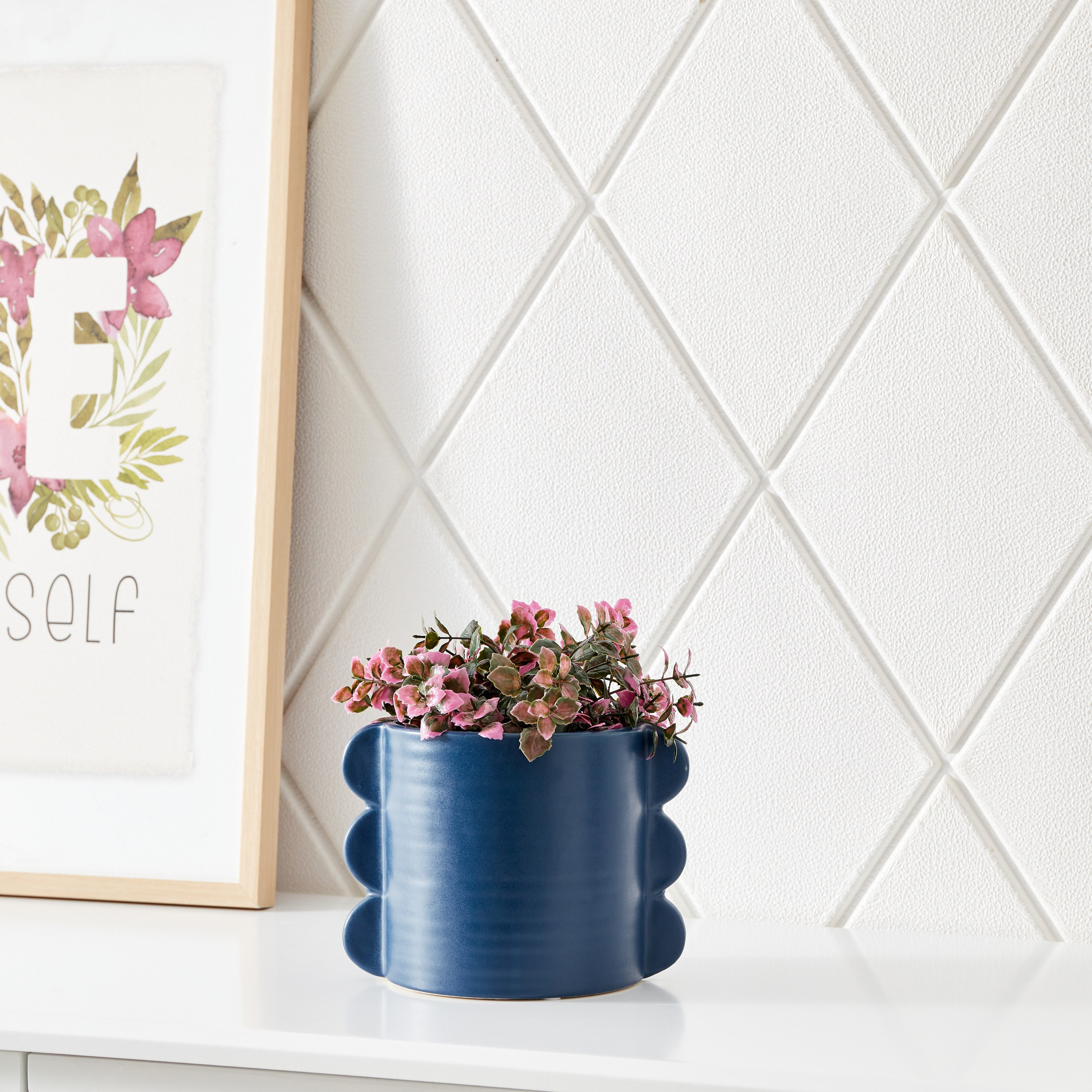 مزهرية اسطوانية سيراميك بتصميم تجريدي كروي من سانسا - 19x14.5x14.5 سم-hbxbedroom-decorandaccessories-vases-image-1