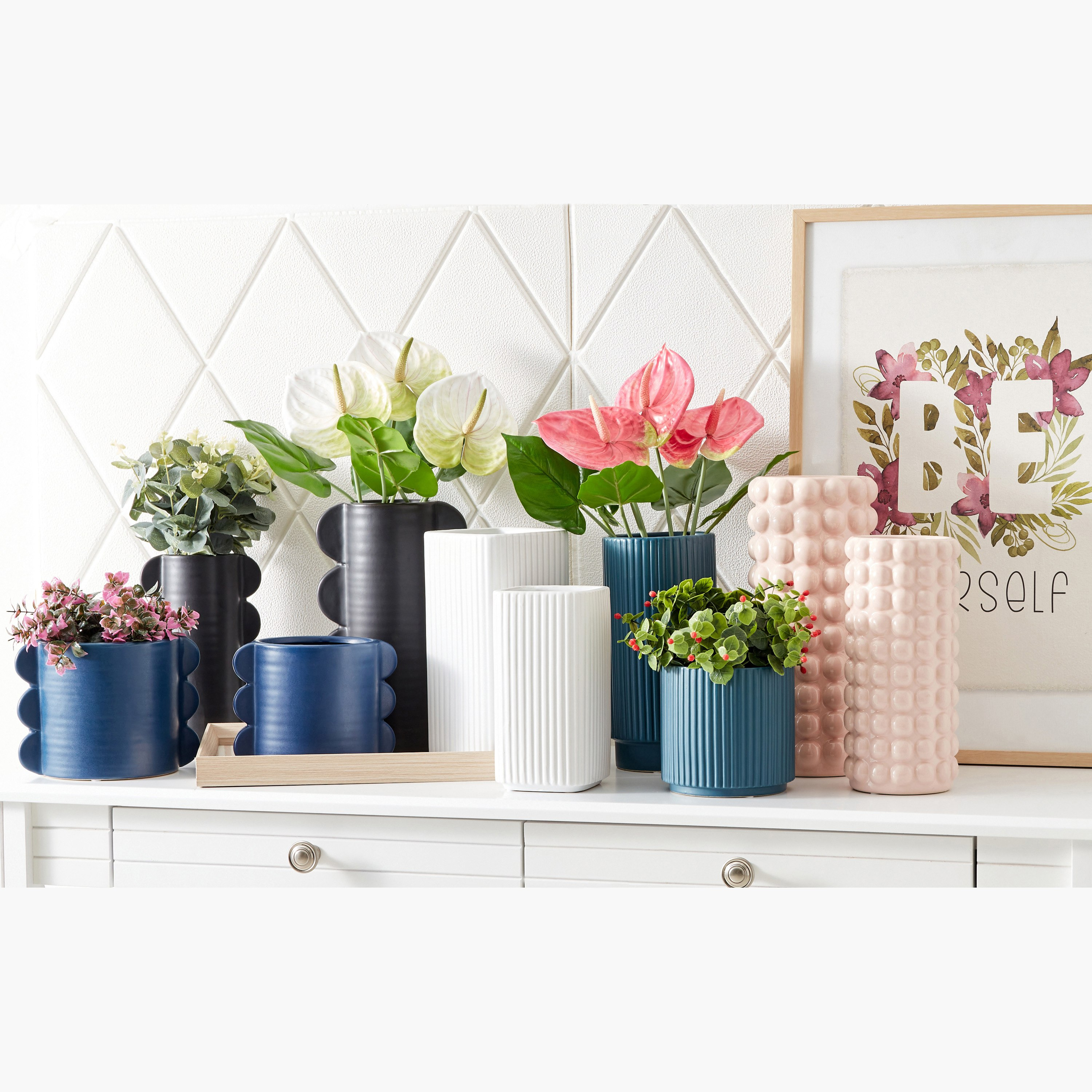 Sansa Small Ceramic Abstract Sphere in Cylinder Vase - 17.5x13.5x13.5 cm-hbxbedroom-decorandaccessories-vases-image-4