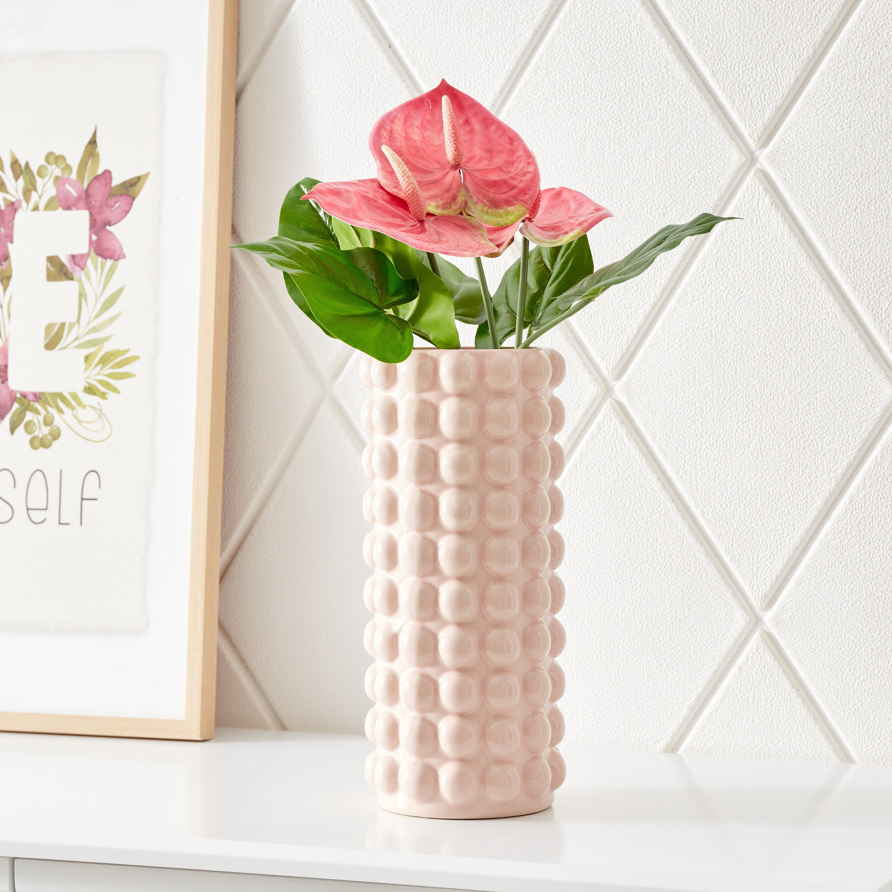 مزهرية سيراميك منقطّة ثلاثية الأبعاد من سانسا 3D × - 14x14x31 × 25.5 سم-hbxbedroom-decorandaccessories-vases-image-1