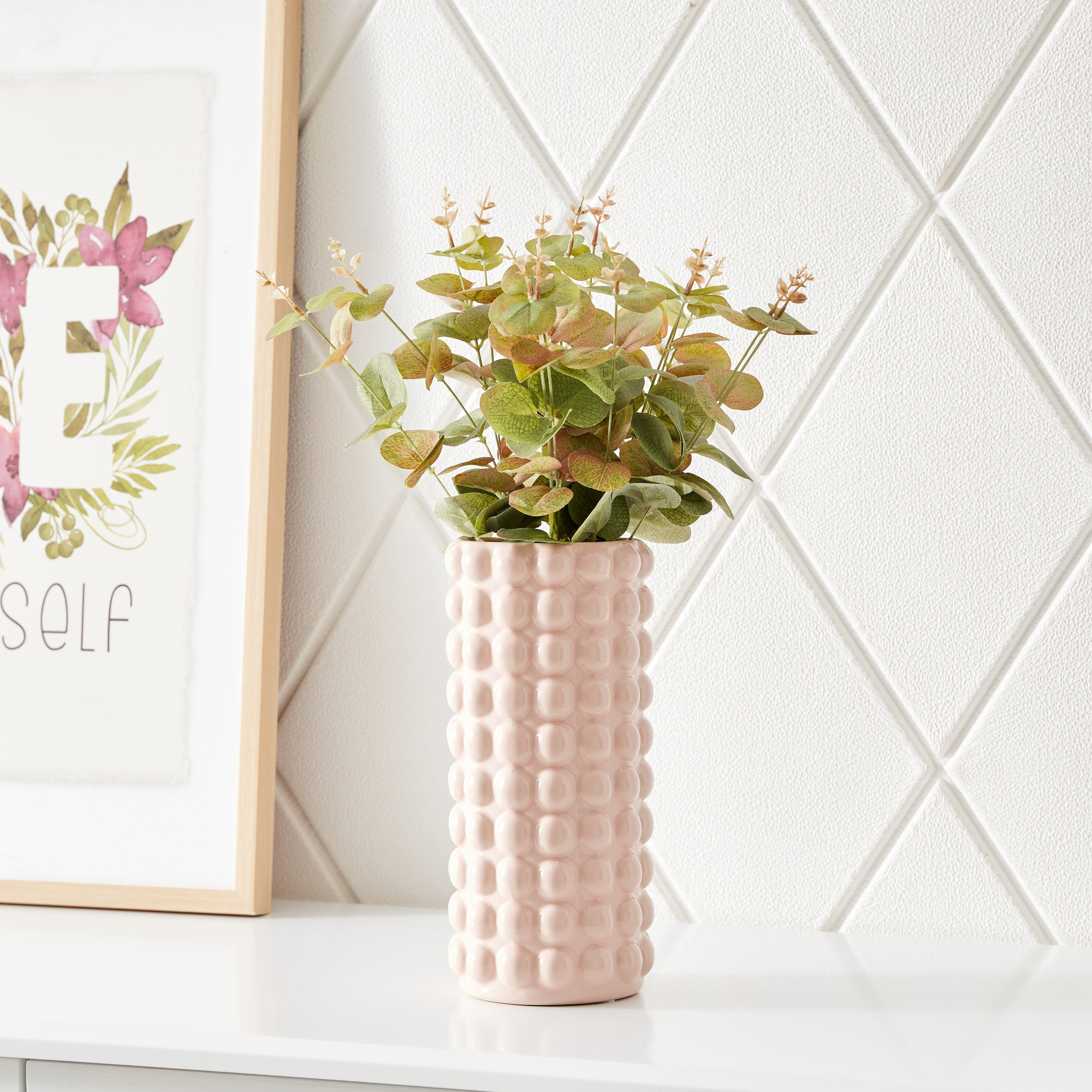 مزهرية أسطوانية سيراميك مع حامل من سانسا 3D × - 12x12x25.5 × 25.5 سم-hbxbedroom-decorandaccessories-vases-image-1