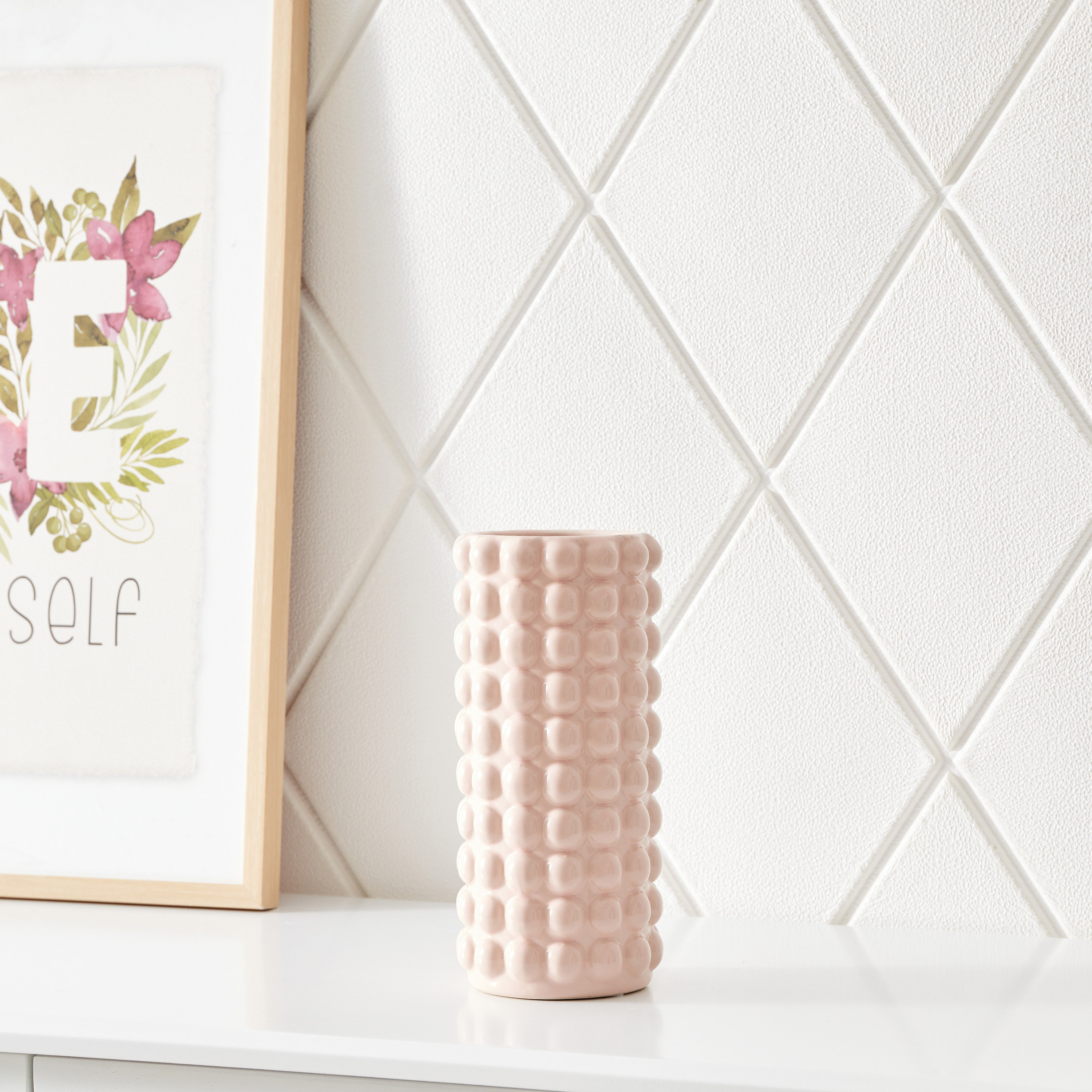 مزهرية أسطوانية سيراميك مع حامل من سانسا 3D × - 12x12x25.5 × 25.5 سم-hbxbedroom-decorandaccessories-vases-image-2