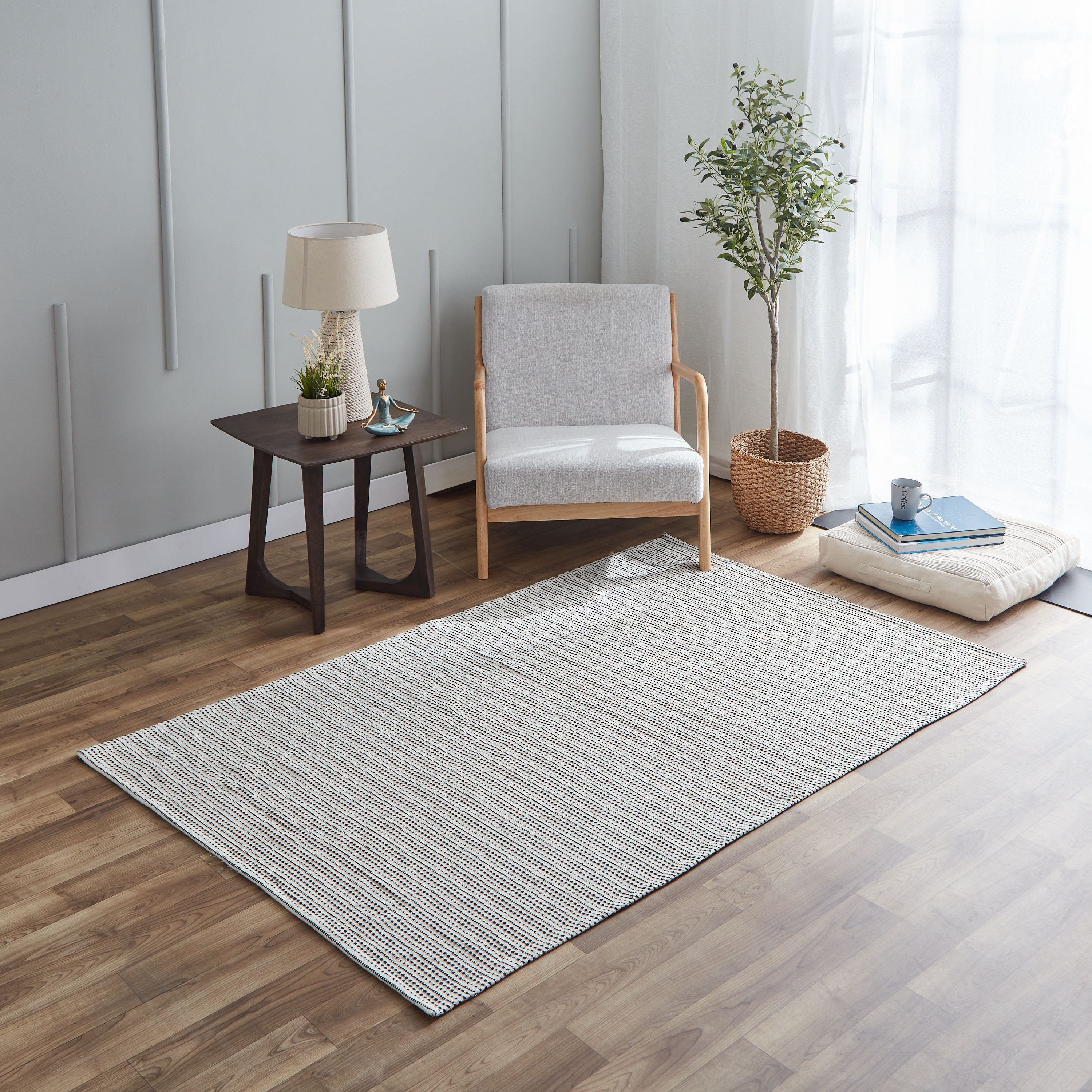 سجادة صغيرة من القطن المعاد تدويره من آلان - 180x120 سم-hbxdecorandfurnishings-floorcoverings-rugs-image-1