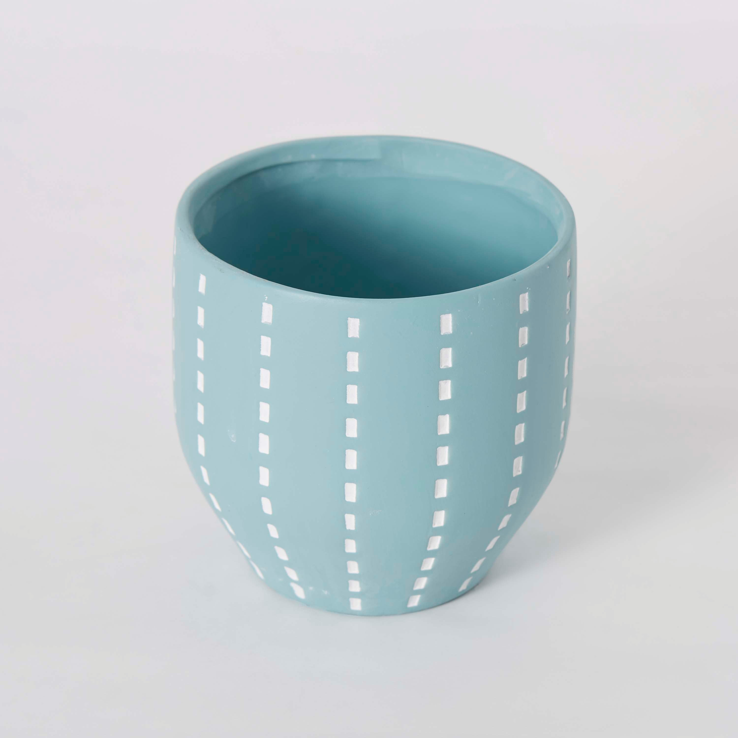 أصيص سيراميك بتزيينات بيضاء من سيارا - 12.8x12.8x12.6 سم-hbxhomeware-hbxdecorandfurnishings-image-5