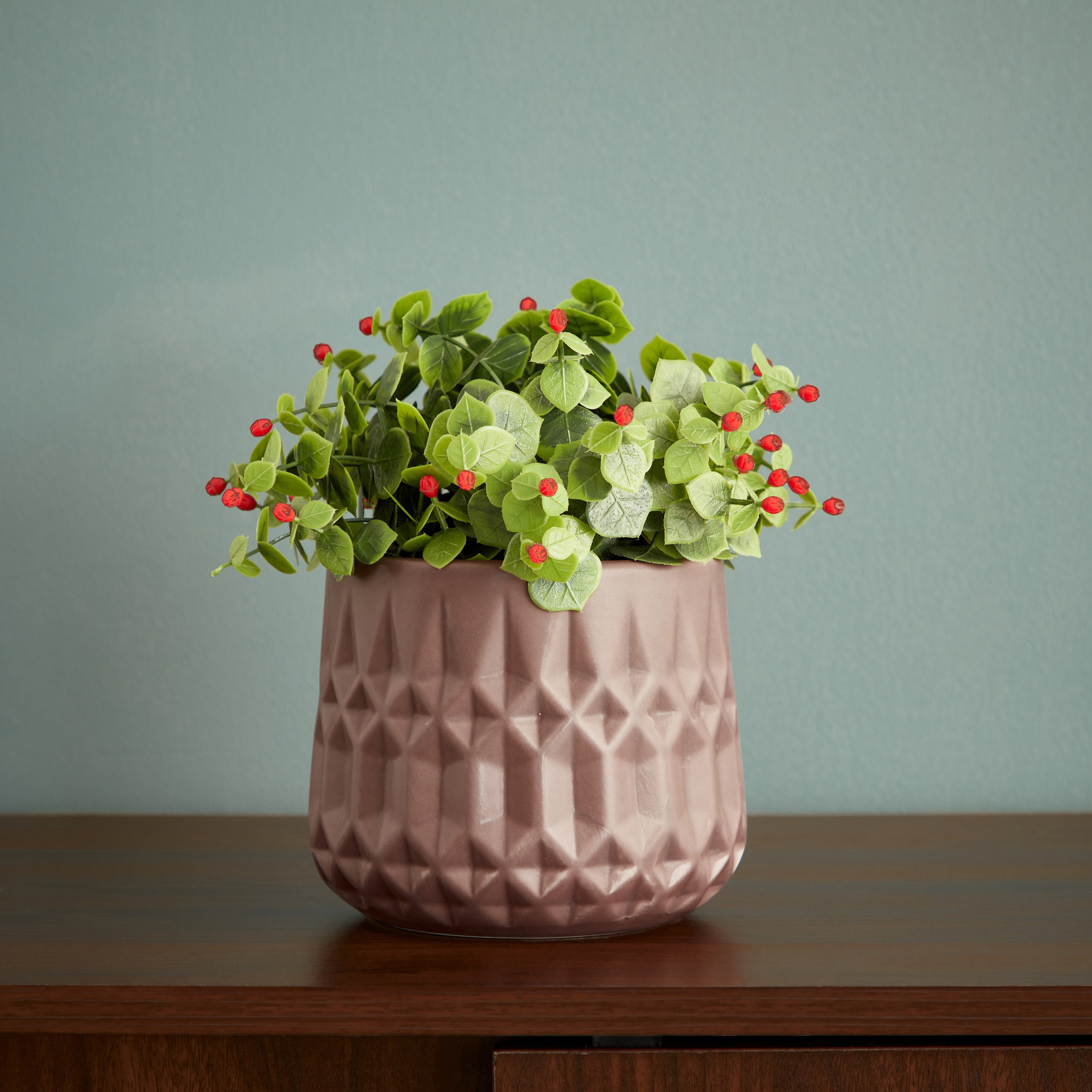 Ciara Diamond Texture Ceramic Planter - 14.3x14.3x12.3 cm-PROMO_HB_AE_B1G1_250925-image-2