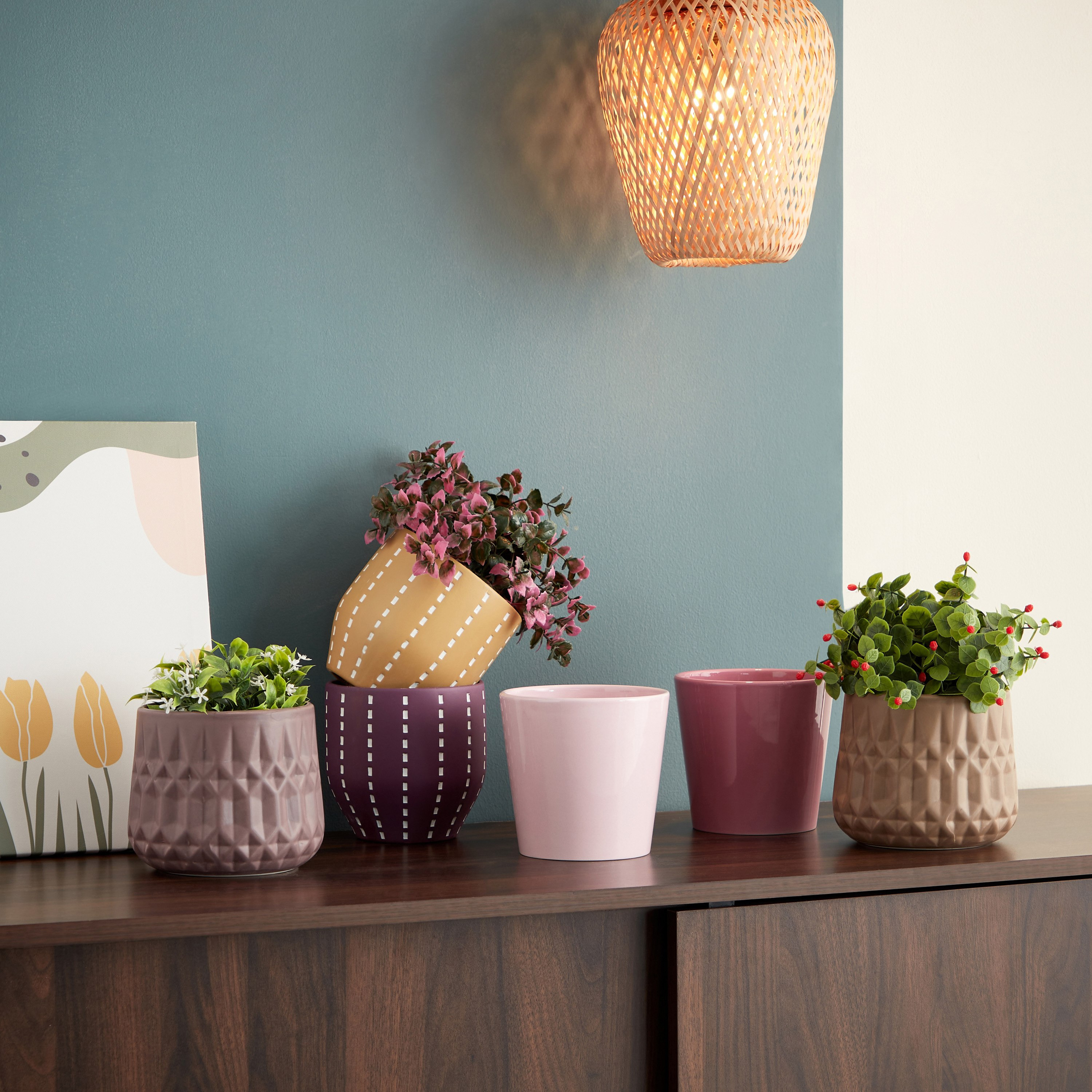 Ciara Diamond Texture Ceramic Planter - 14.3x14.3x12.3 cm-PROMO_HB_AE_B1G1_250925-image-4