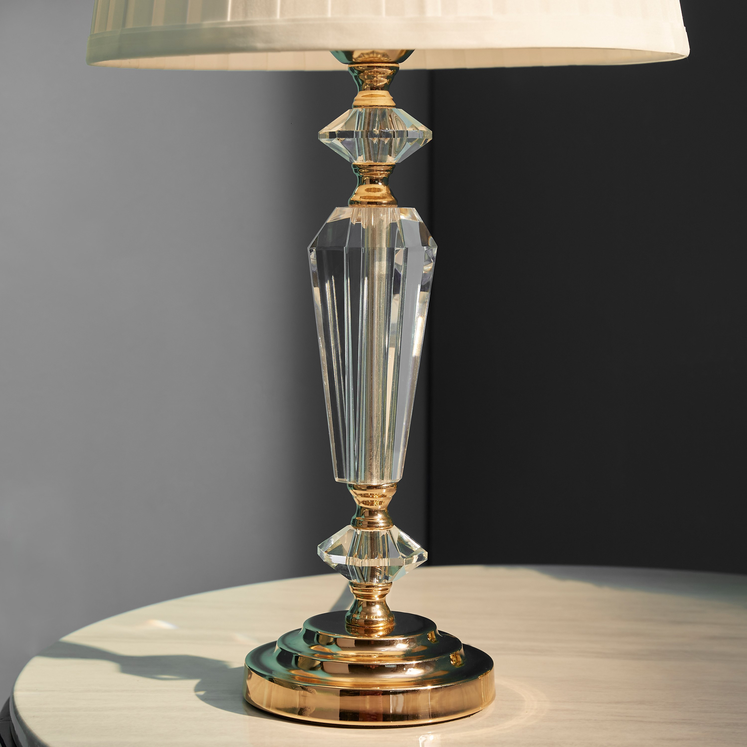Corsa Crystal Metal Base Table Lamp with Pleated Shade - 56x28 cm-hbxlivingroom-lighting-tablelamps-image-3
