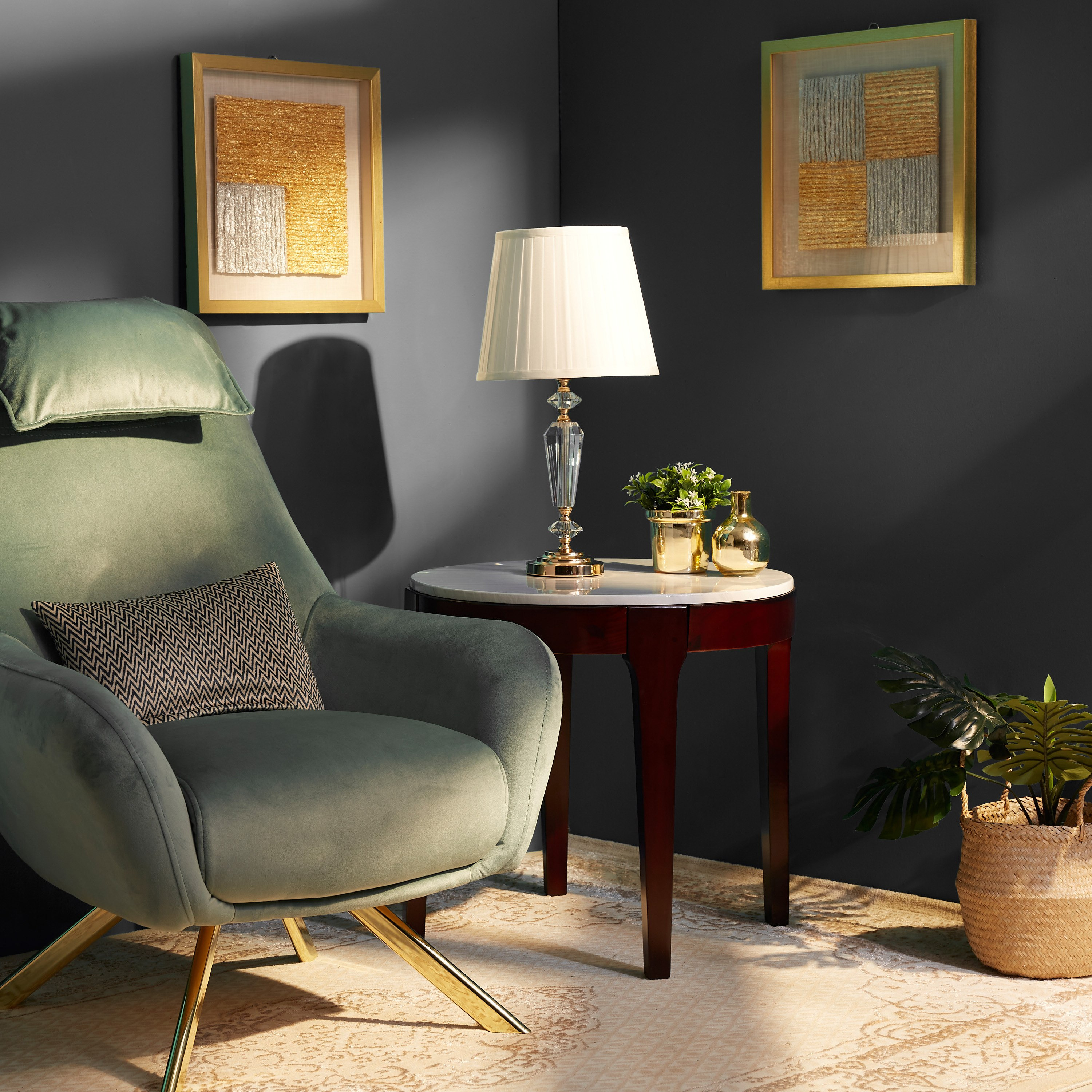 Corsa Crystal Metal Base Table Lamp with Pleated Shade - 56x28 cm-hbxlivingroom-lighting-tablelamps-image-4