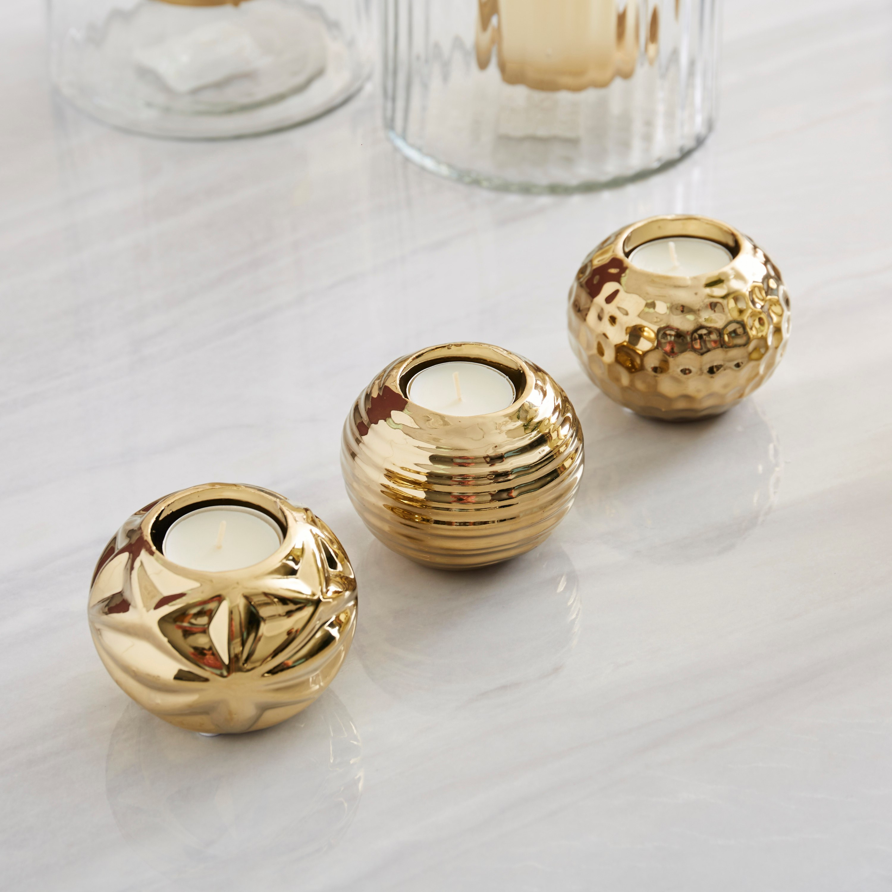 طقم حامل شموع سيراميك من 3 قطع كاسا - 9x9x7 سم-hbxlivingroom-decorandaccessories-candleholders-image-1