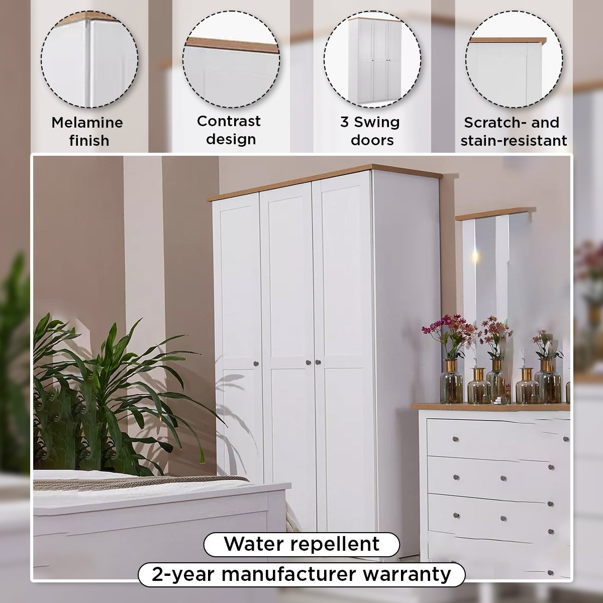 Hampton 3-Door Wardrobe-hbxfurniture-wardrobes-image-4