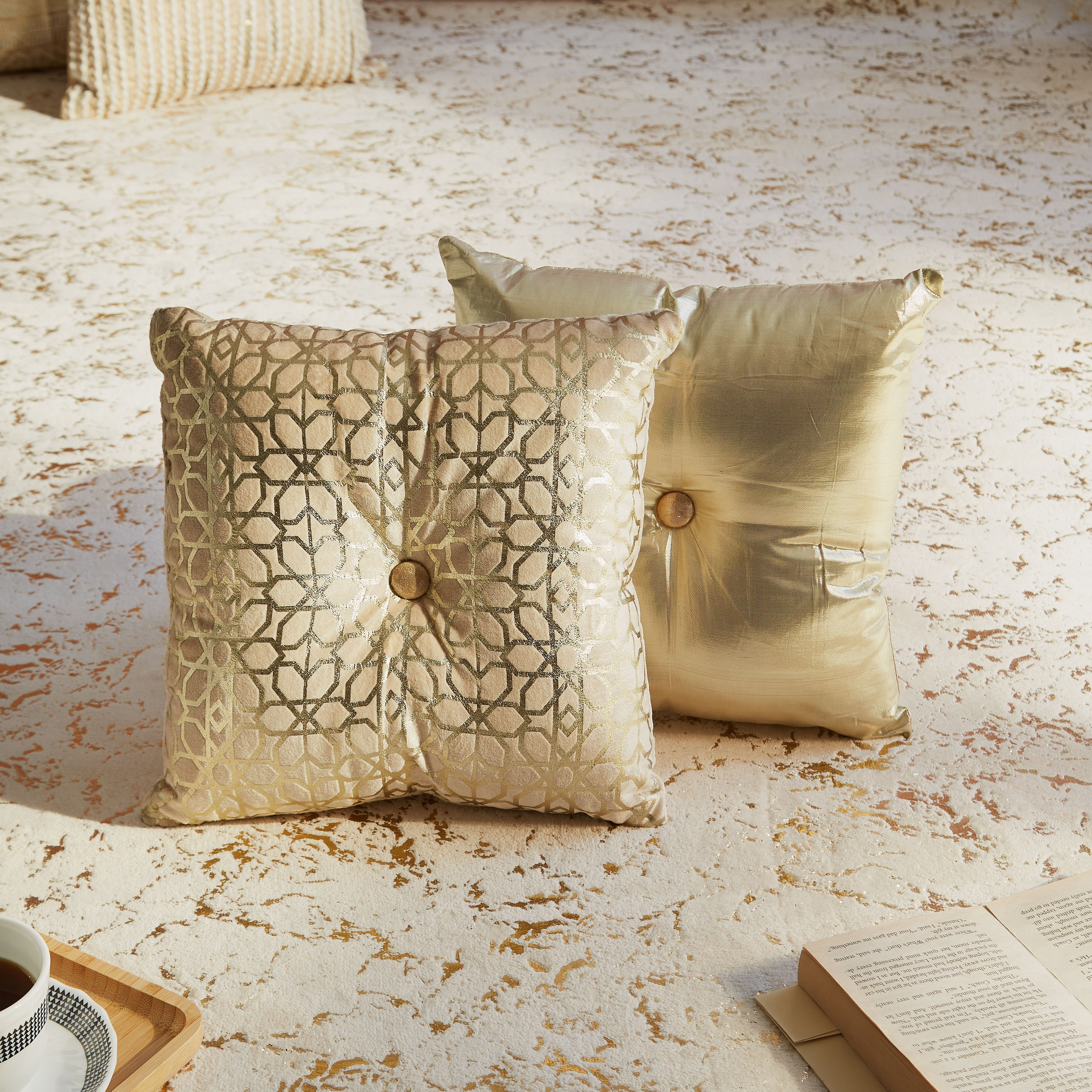 Petra 2-Piece Foil Print Filled Cushion Set - 30x30 cm-hbxlivingroom-furnishings-cushionsandcovers-filledcushions-image-1