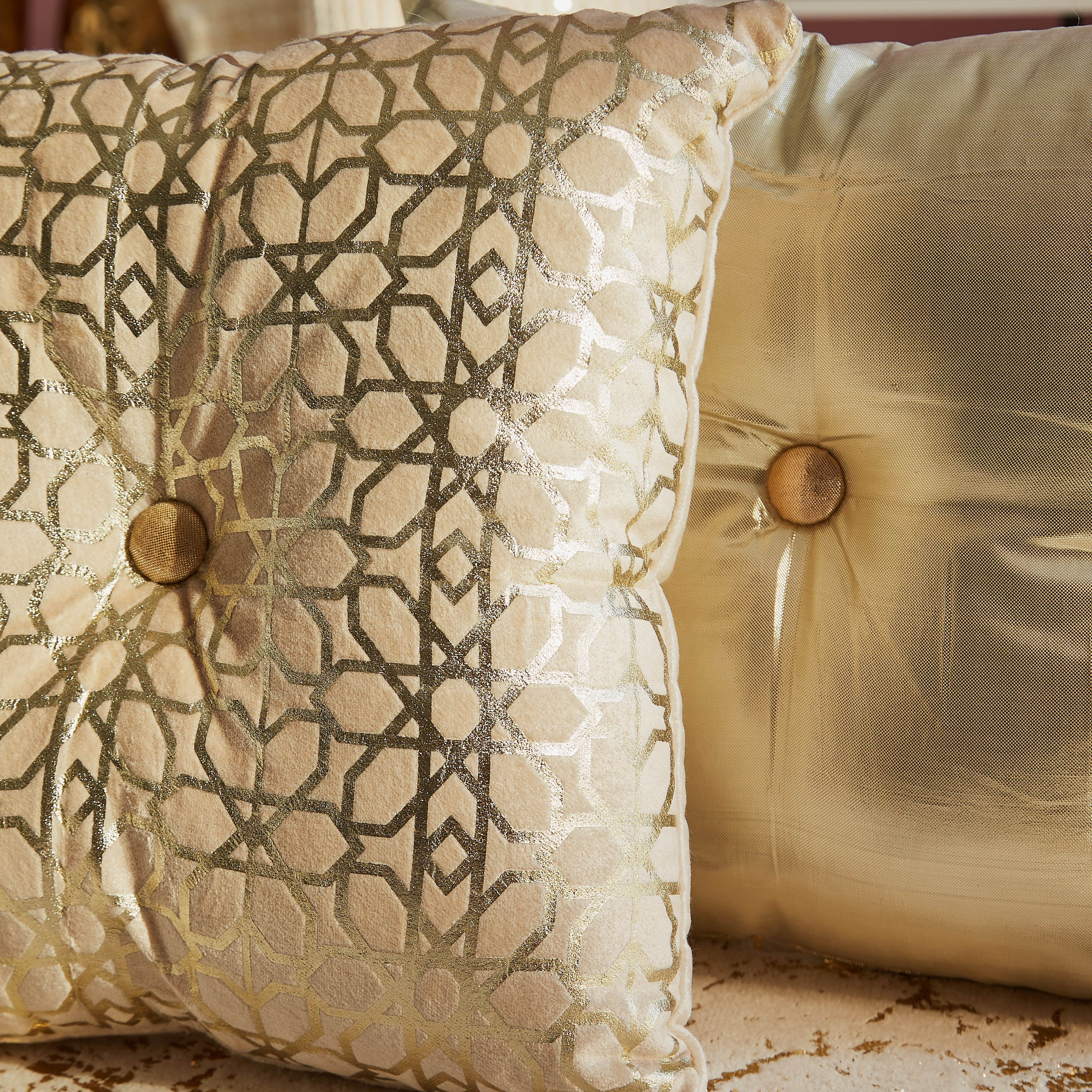 Petra 2-Piece Foil Print Filled Cushion Set - 30x30 cm-hbxlivingroom-furnishings-cushionsandcovers-filledcushions-image-2