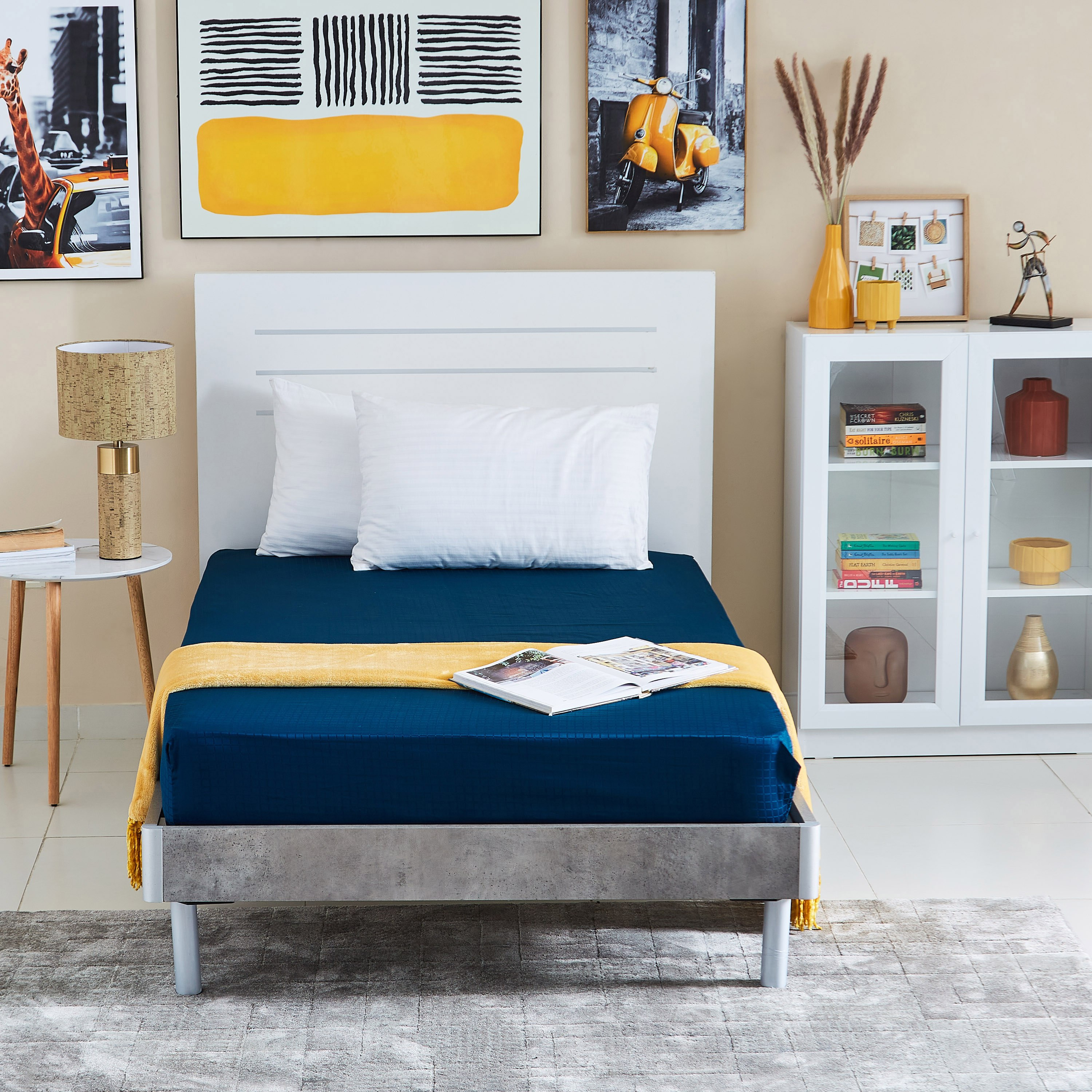 شرشف مطّاطي مزدوج معالج بزيت الصبار والجوجوبا من كامبريدج - 120x200+30 سم-hbxhomeware-hbxbedroom-image-5