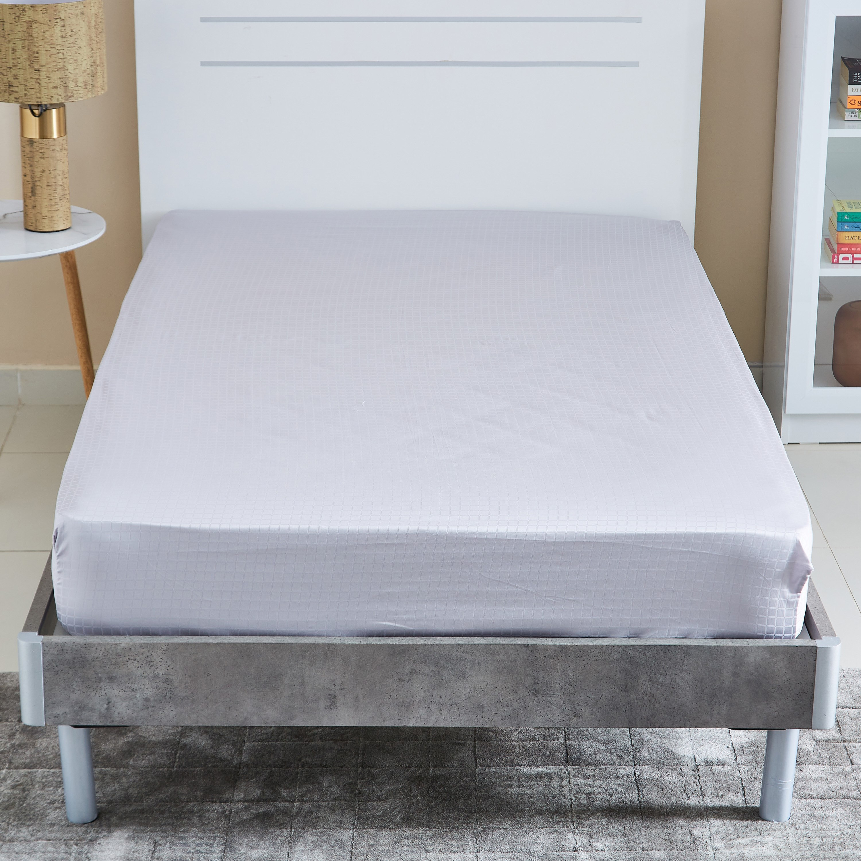 شرشف مطّاطي مزدوج معالج بزيت الصبار والجوجوبا من كامبريدج - 120x200+30 سم-hbxhomeware-bedding-fittedsheets-image-2