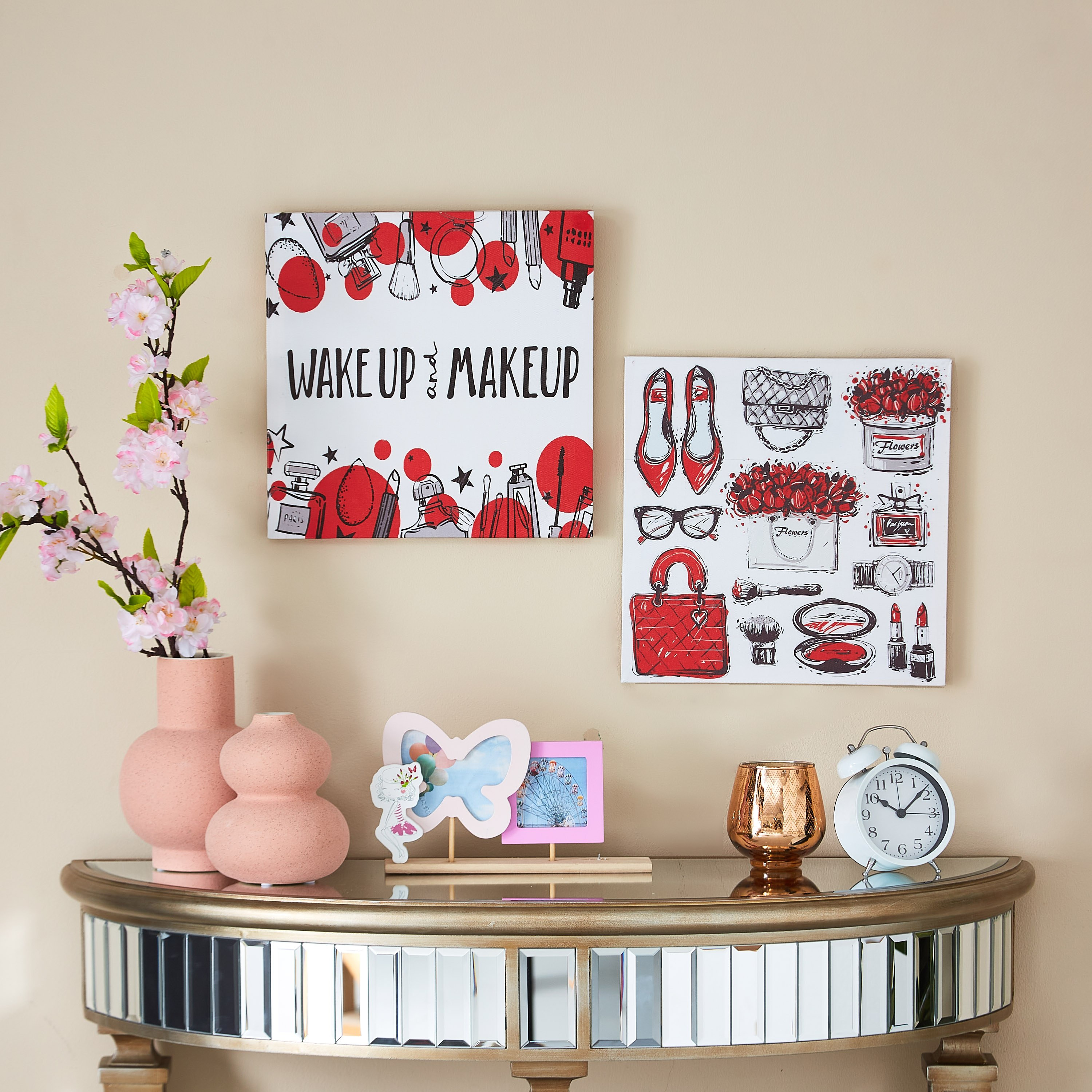 لوحة كانفاس بطبعات أدوات تجميل من آرتيستري - قطعتين 30x30x1 سم-hbxhomeware-hbxkidsandyouth-image-4