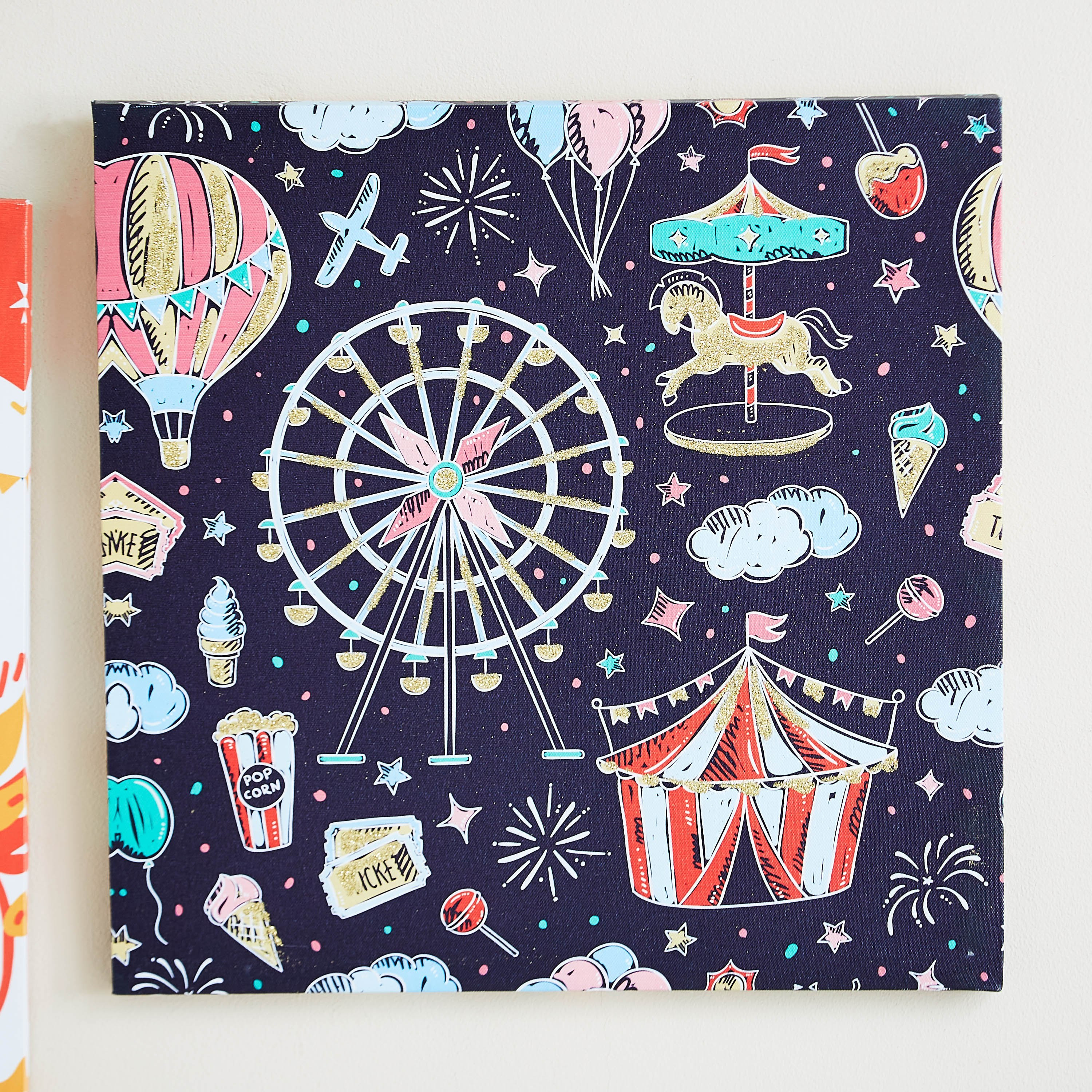 Artistry Circus Printed Glitter Canvas - 40x40 cm-hbxhomeware-hbxkidsandyouth-image-2