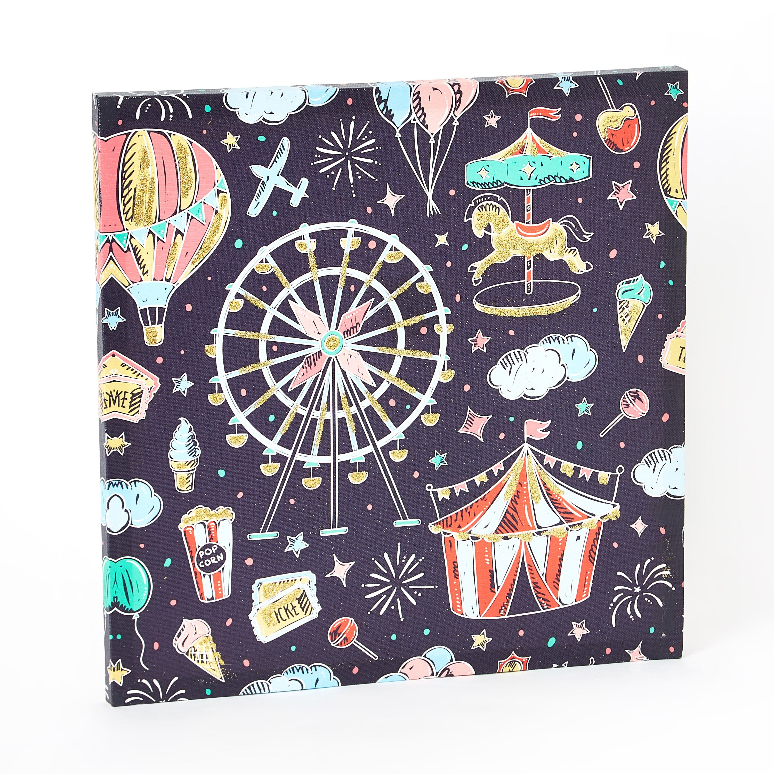 Artistry Circus Printed Glitter Canvas - 40x40 cm-hbxhomeware-hbxkidsandyouth-image-5