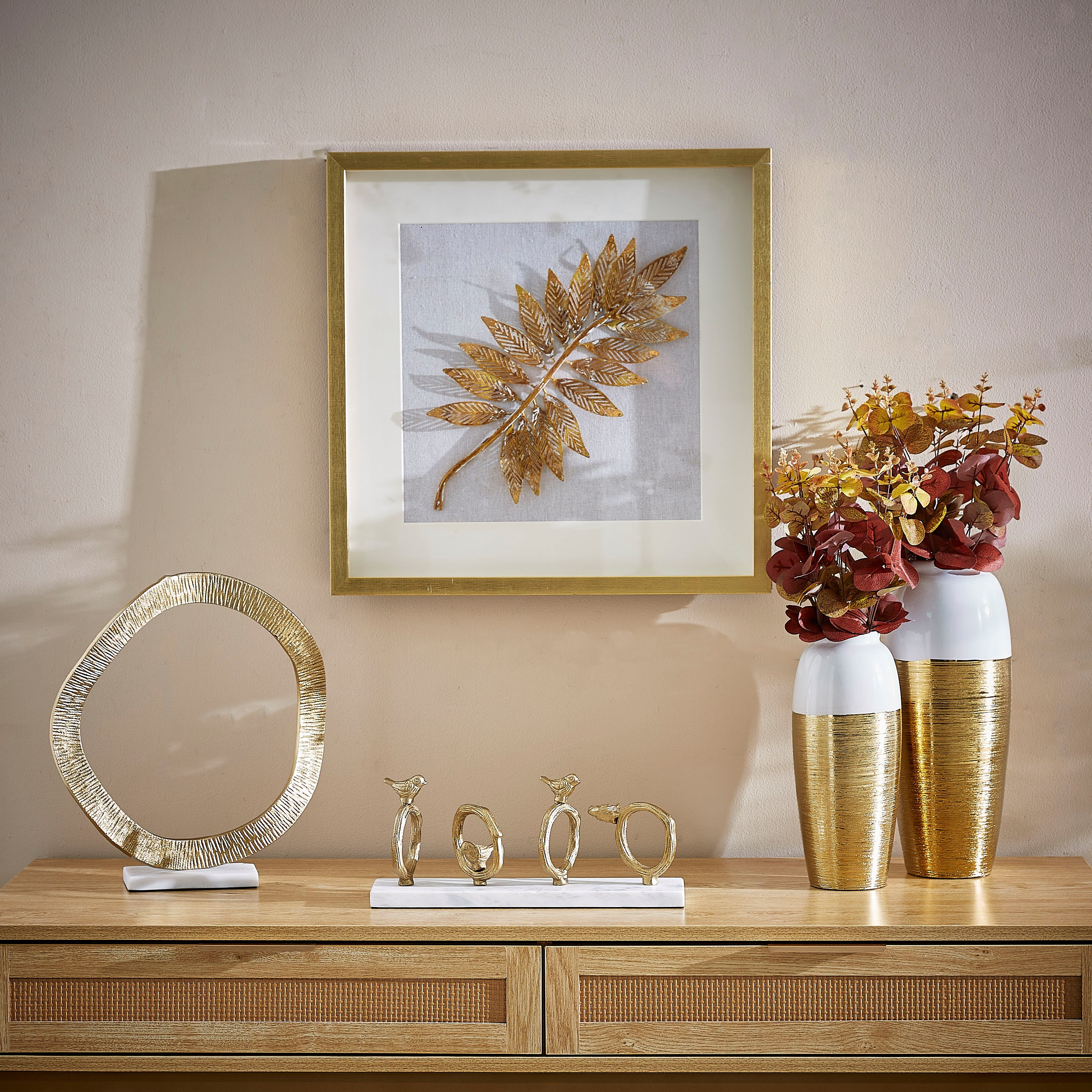 مزهرية سيراميك مزدوجة بارزة الملمس من كازا - 12x12x28 سم-hbxbedroom-decorandaccessories-vases-image-5