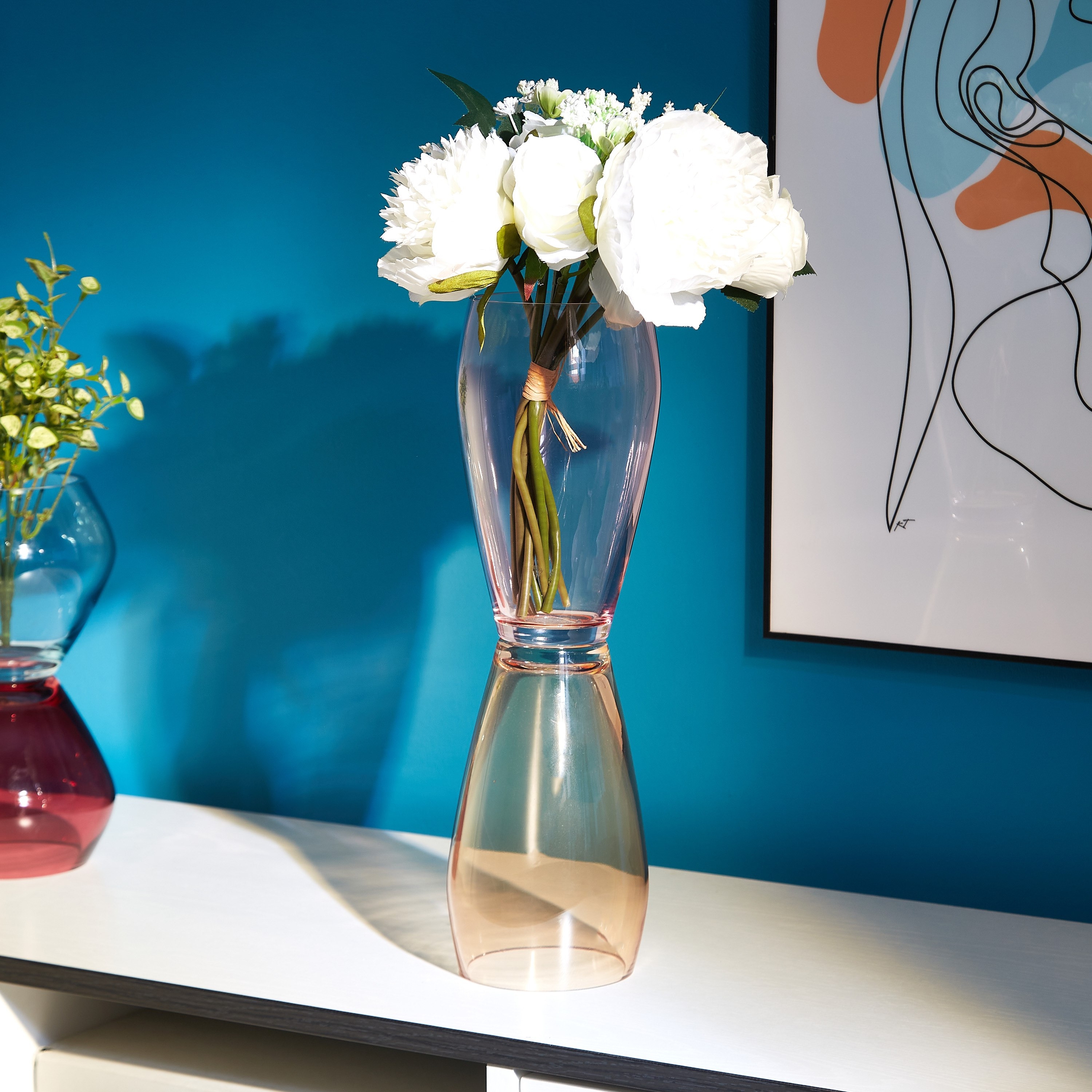 مزهرية بشكل ساعة رملية من ليلاك - 11.5x38 سم-hbxbedroom-decorandaccessories-vases-image-1