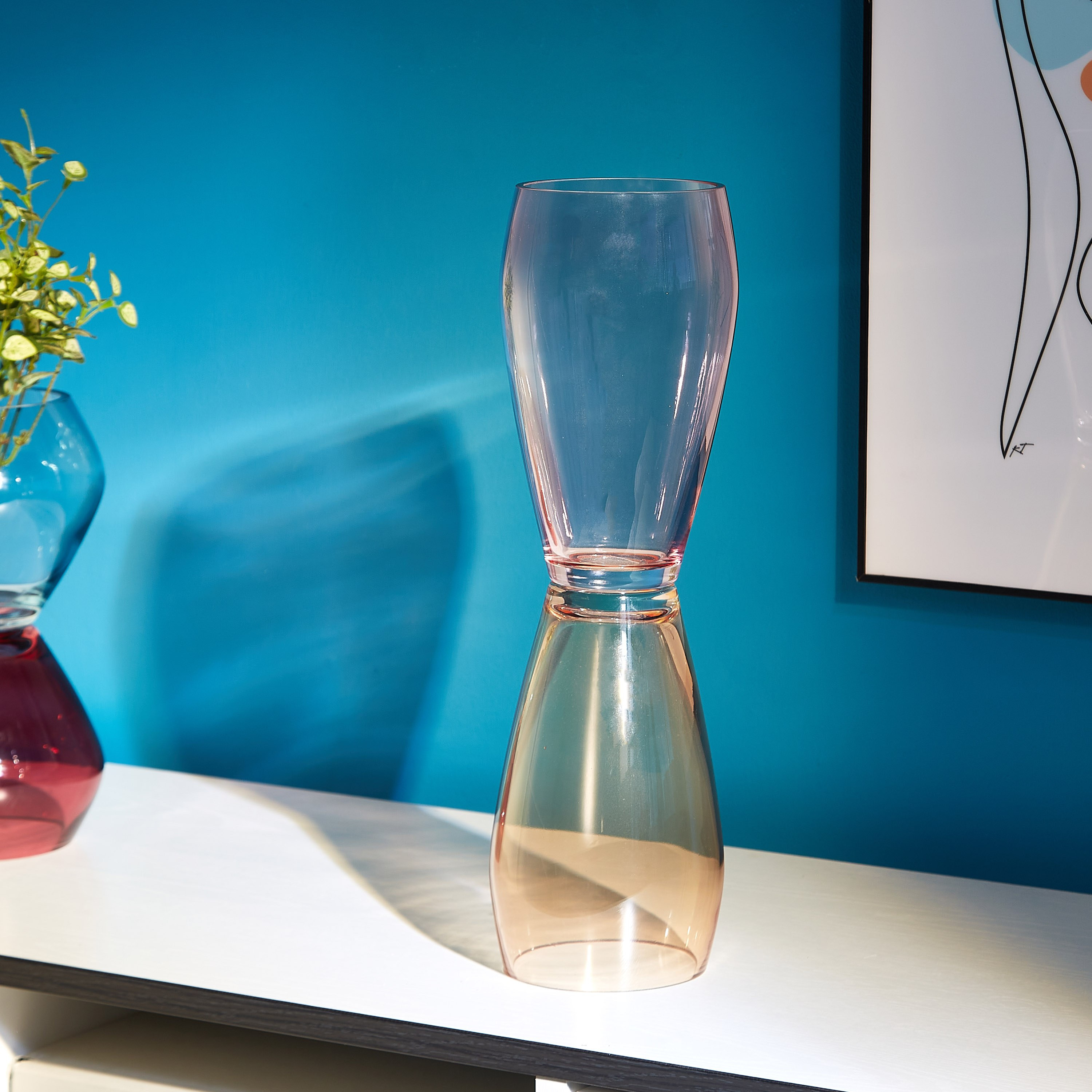 مزهرية بشكل ساعة رملية من ليلاك - 11.5x38 سم-hbxbedroom-decorandaccessories-vases-image-2