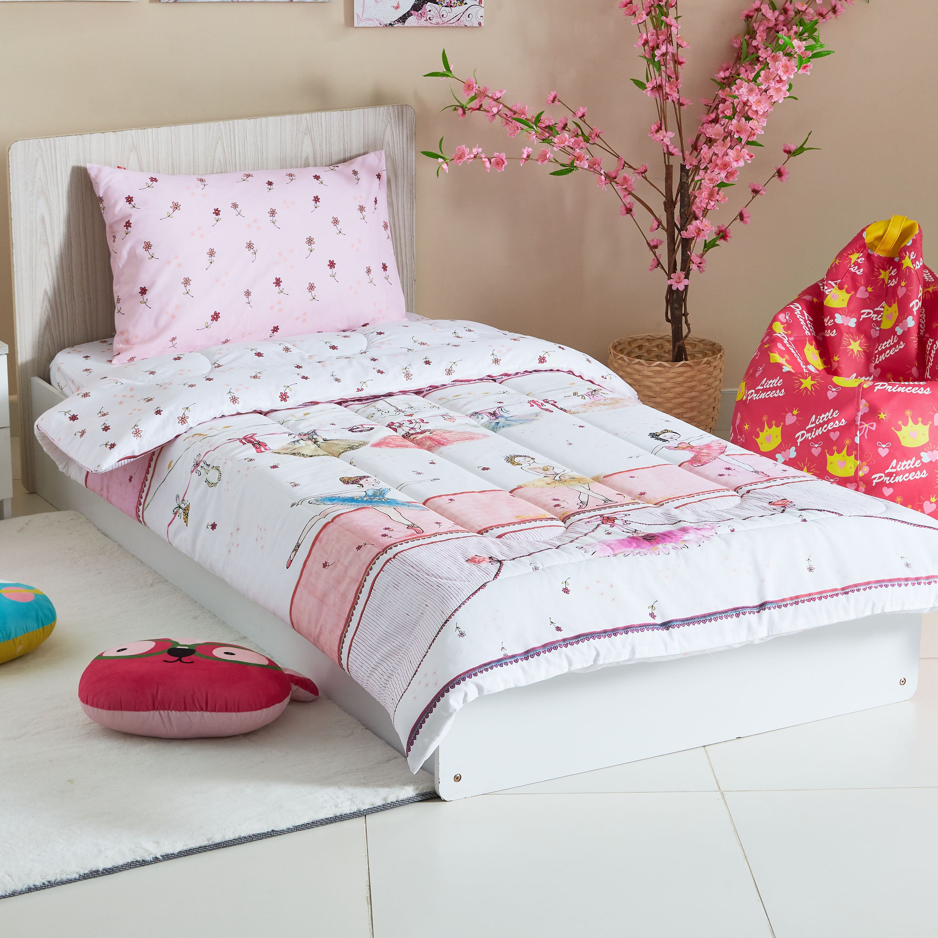 طقم لحاف فردي قطعتين بطبعات باليرينا من إلفيش - 135x220 سم-hbxhomeware-hbxkidsandyouth-image-1