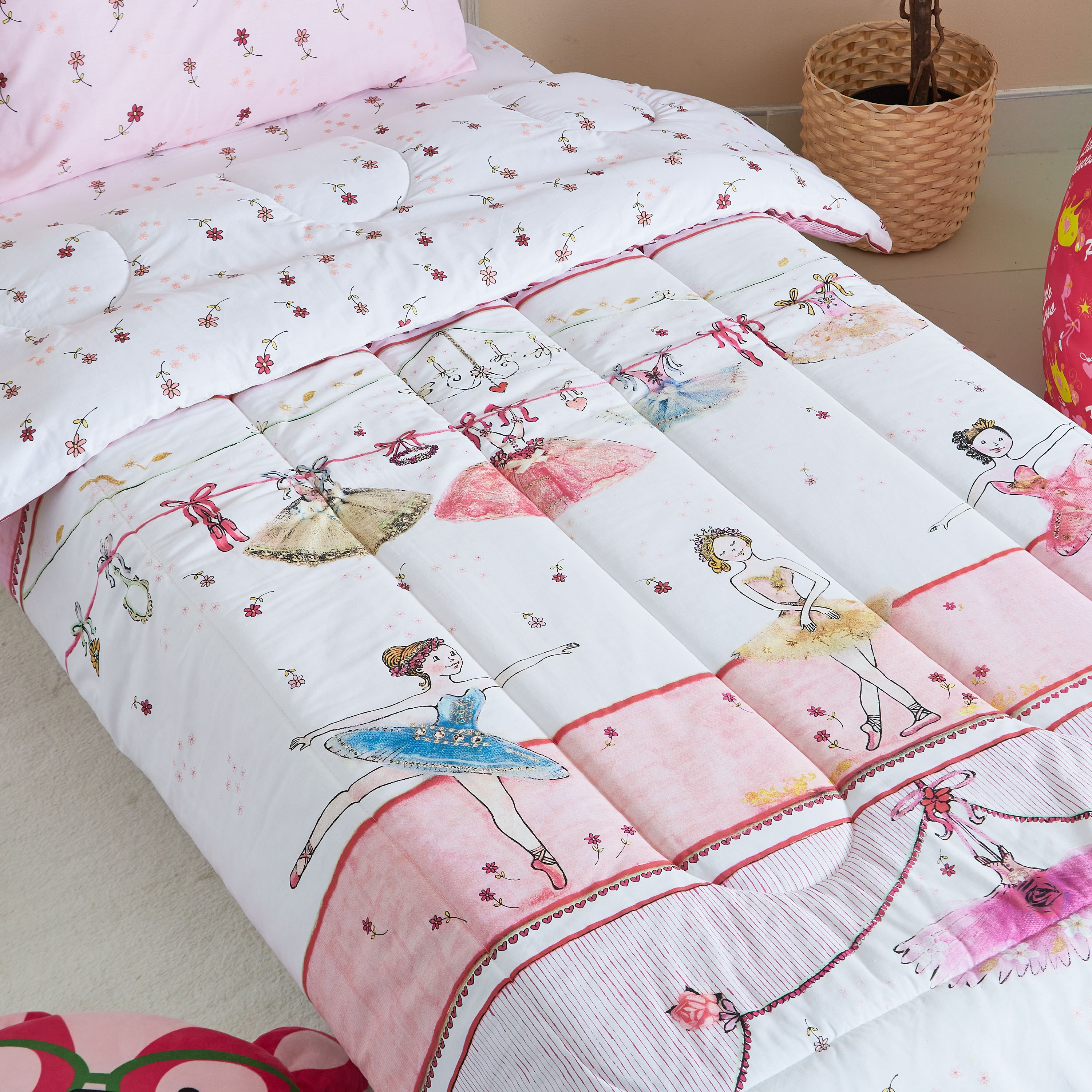 طقم لحاف فردي قطعتين بطبعات باليرينا من إلفيش - 135x220 سم-hbxhomeware-hbxkidsandyouth-image-2