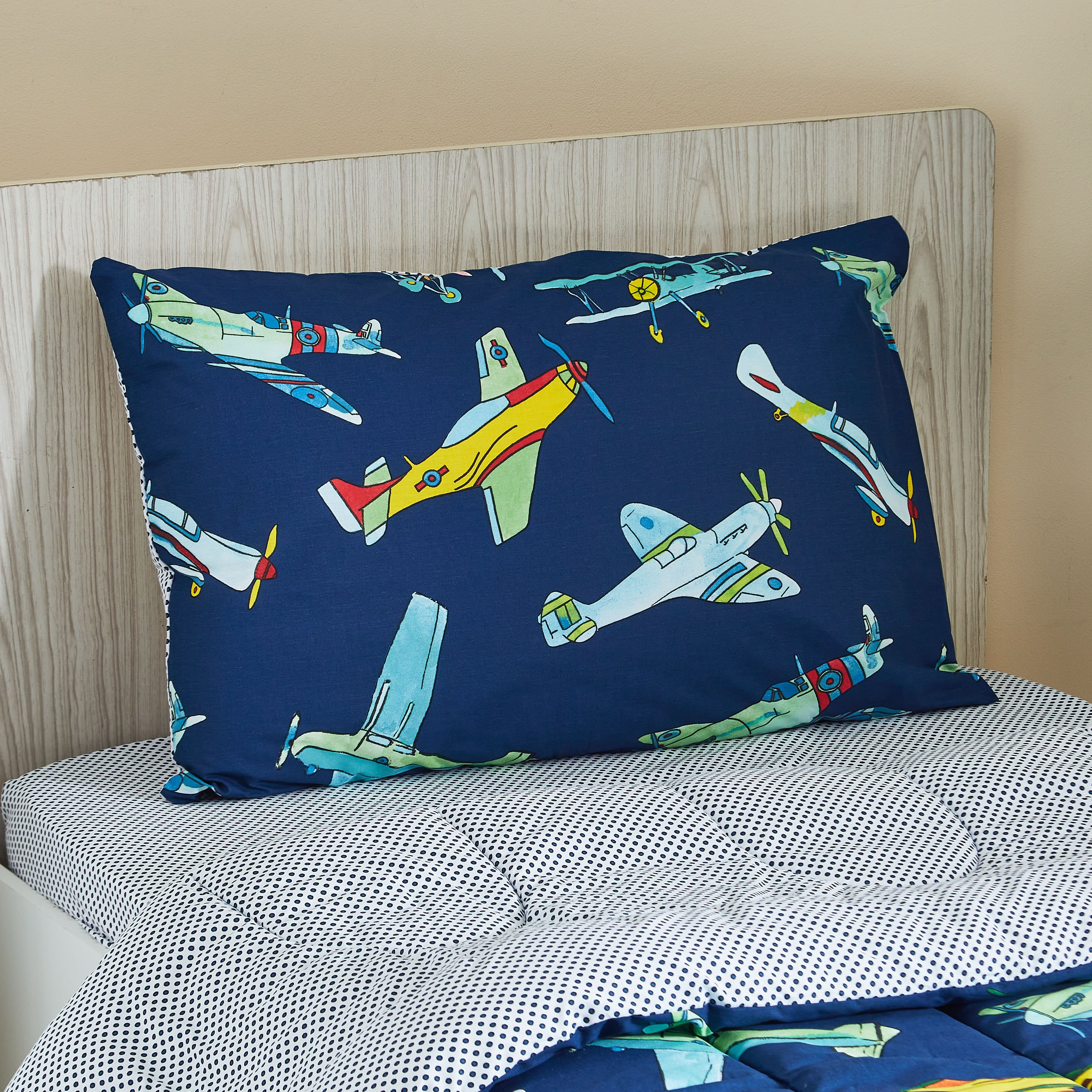 طقم لحاف فردي قطعتين بطبعات طائرة من إلفيش - 135x220 سم-hbxhomeware-hbxkidsandyouth-image-4