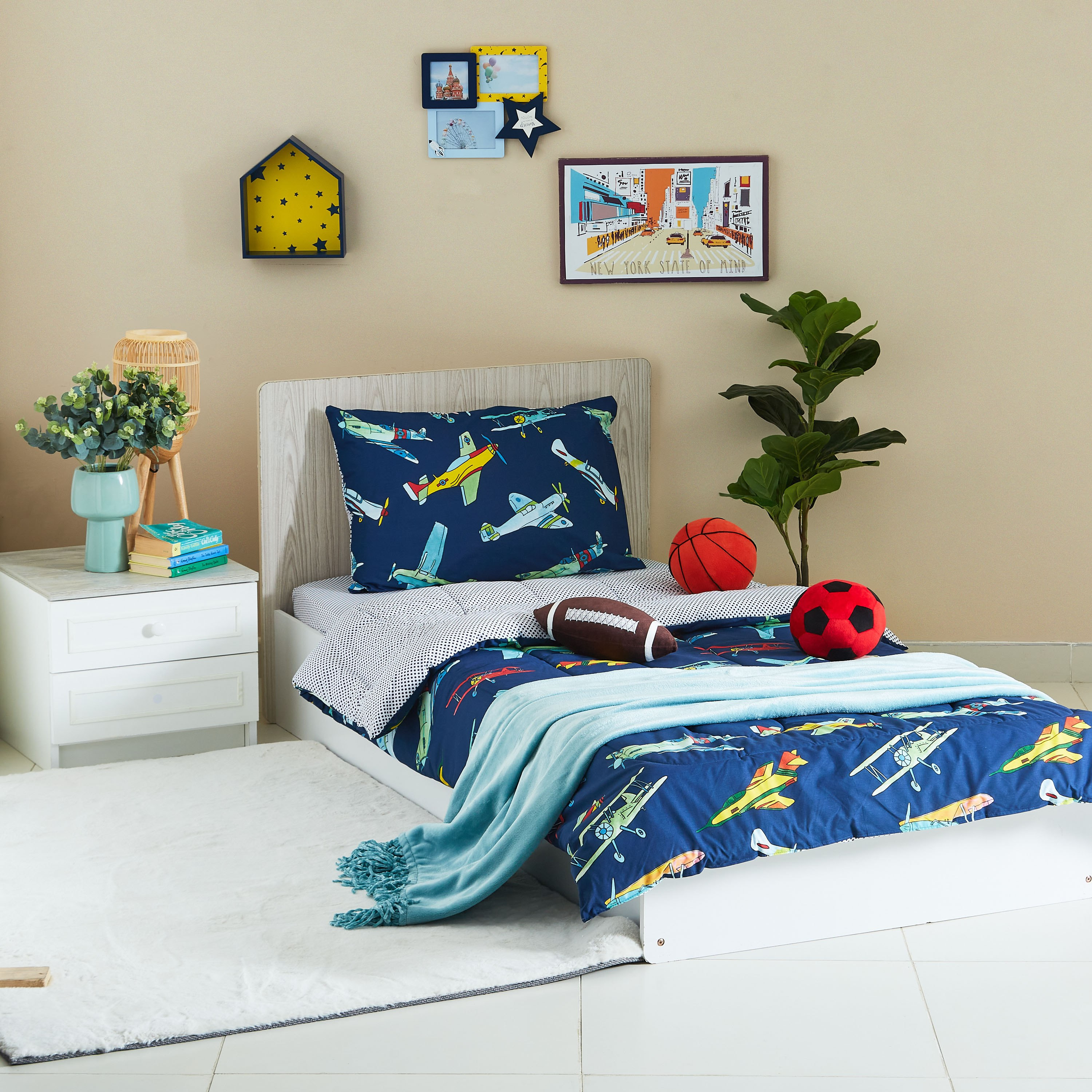 طقم لحاف فردي قطعتين بطبعات طائرة من إلفيش - 135x220 سم-hbxhomeware-hbxkidsandyouth-image-5