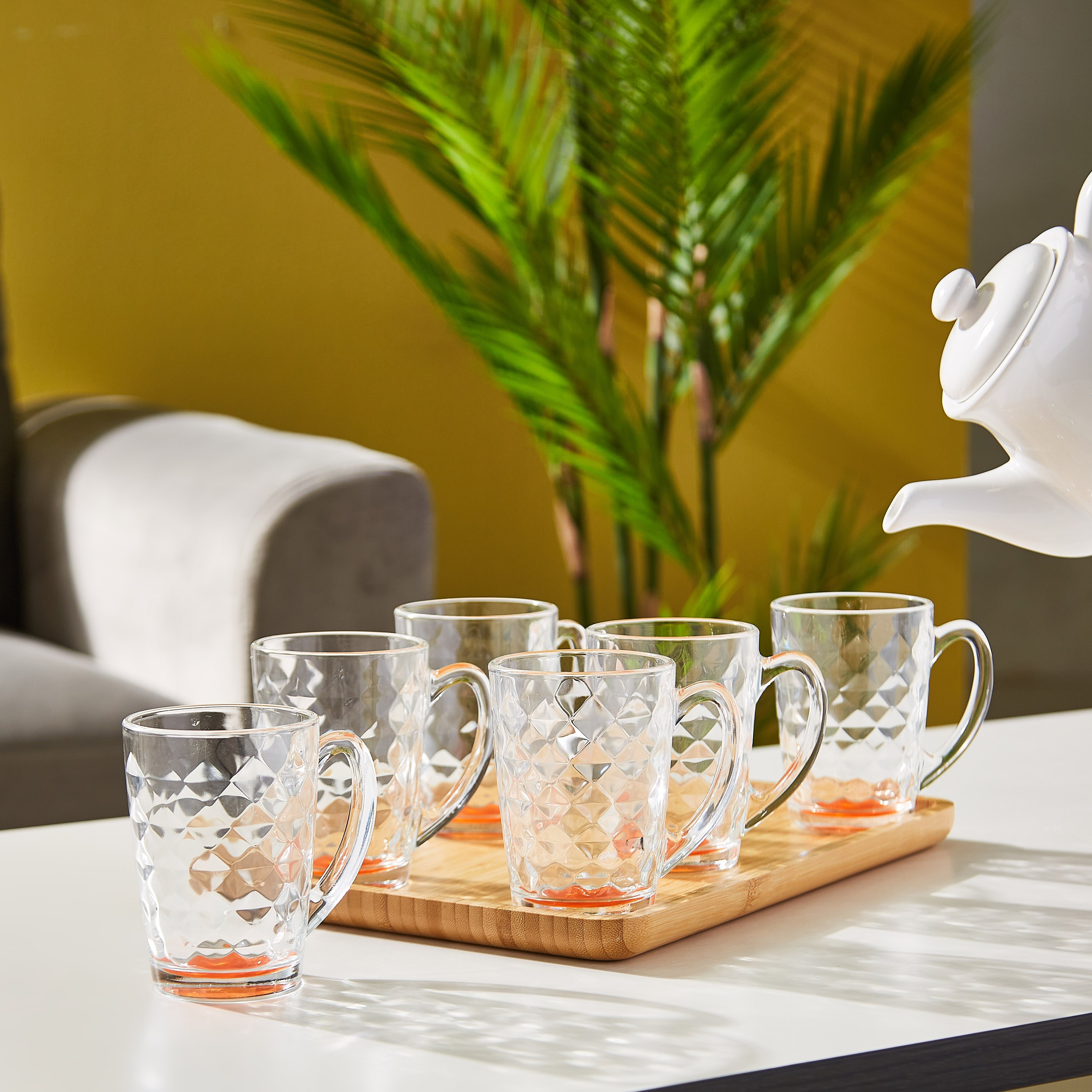طقم مجّات بتصميم معين بارز الملمس 6 قطع نيو مورنينج من لومينارك - 320 مل-hbxhomeware-hbxkitchen-image-1